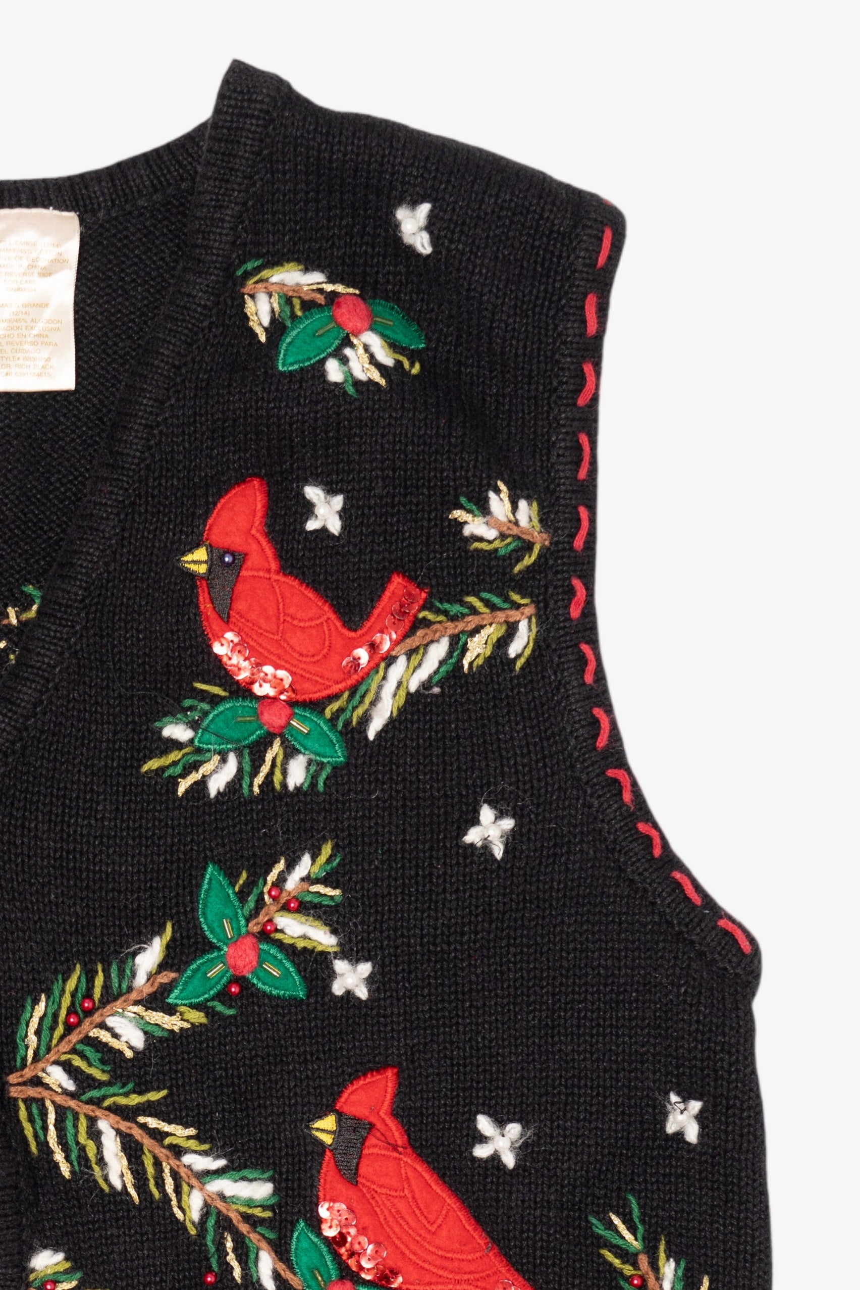 Vintage Black Bobbie Brooks Cardinals Ugly Christmas Vest (1990s)