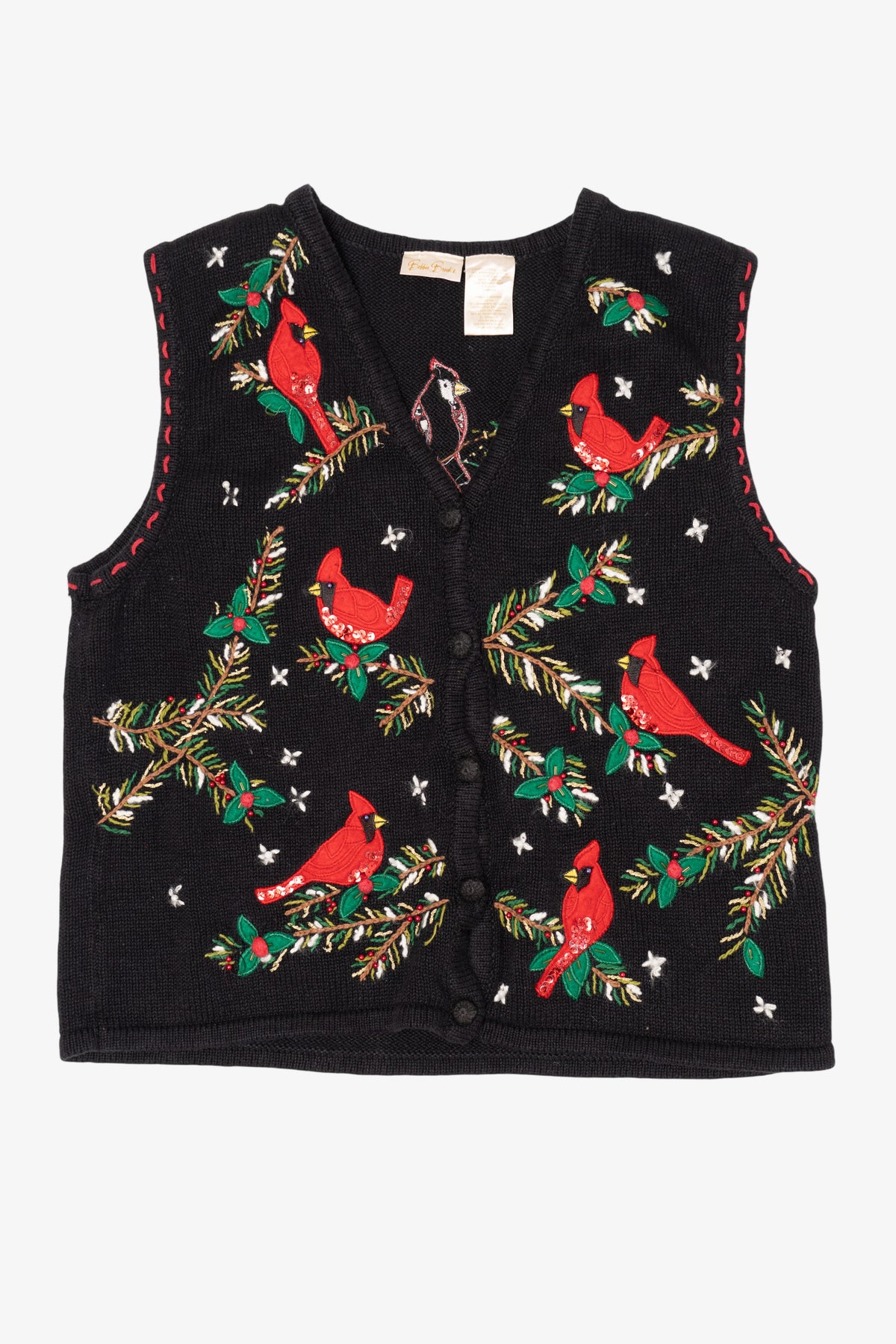 Vintage Black Bobbie Brooks Cardinals Ugly Christmas Vest (1990s)