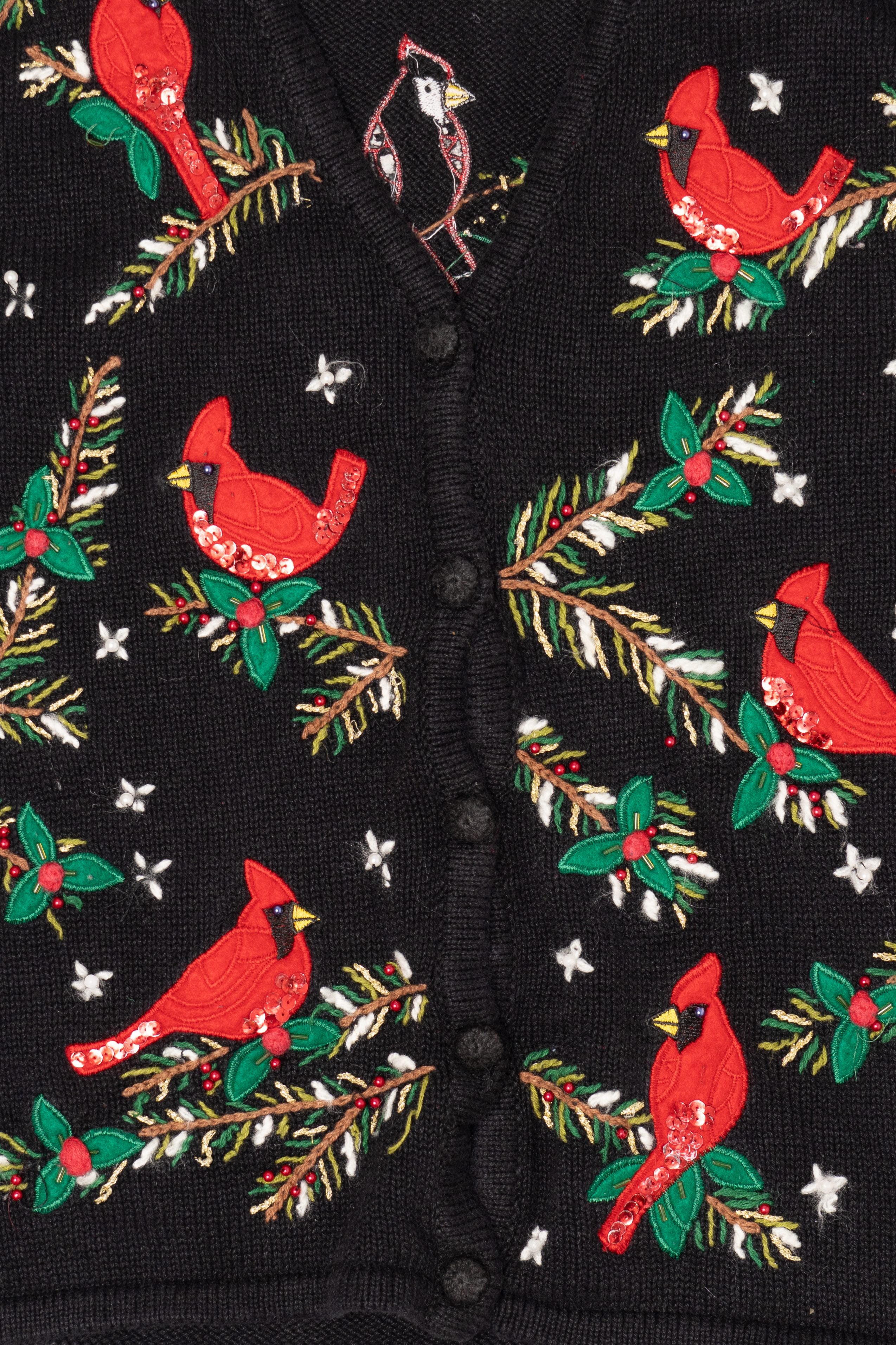 Vintage Black Bobbie Brooks Cardinals Ugly Christmas Vest (1990s)