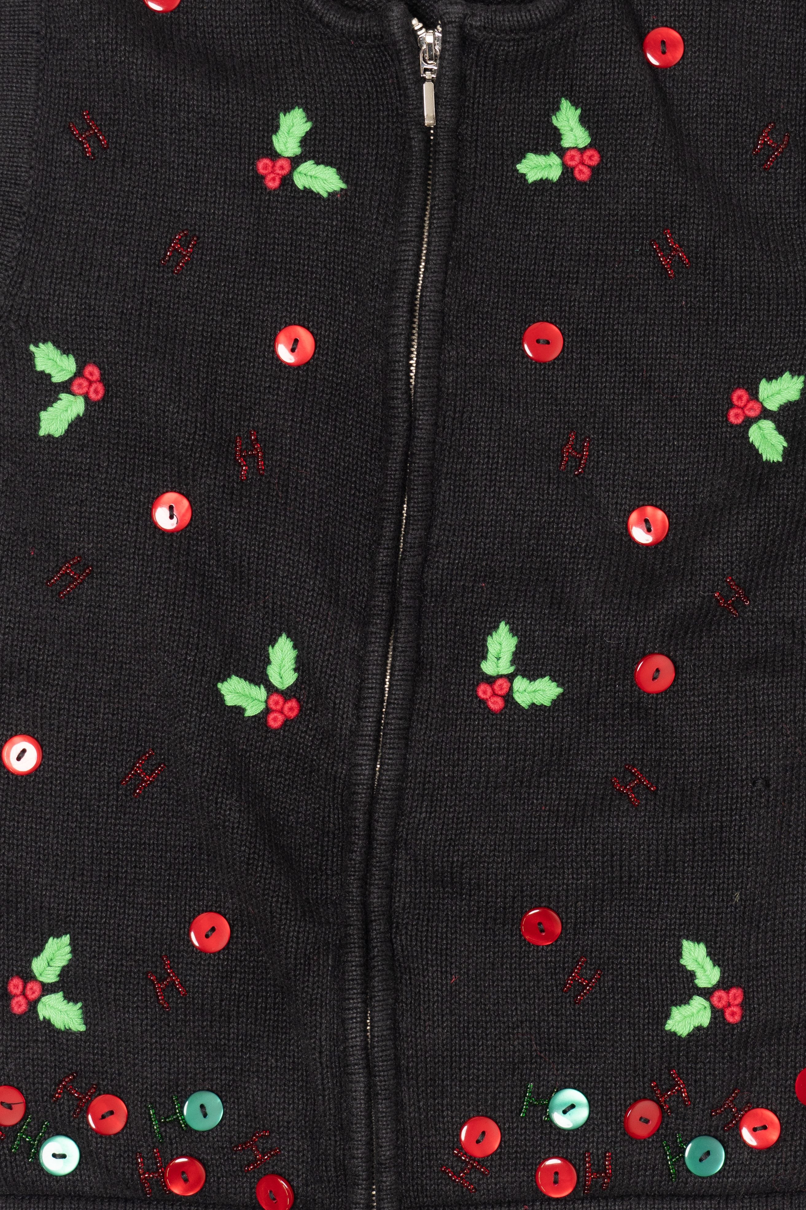 Vintage Black Bechamel Buttons Ugly Christmas Vest (1990s)