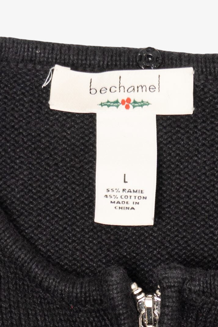 Vintage Black Bechamel Buttons Ugly Christmas Vest (1990s)