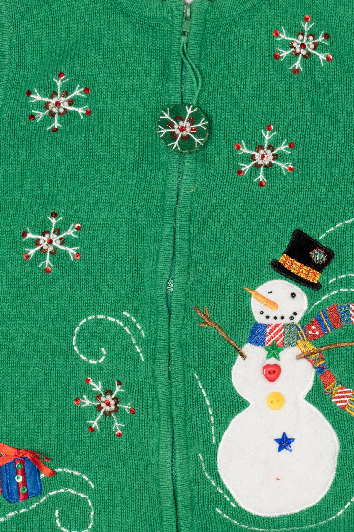 Vintage Green Carly St. Claire Snowmen Christmas Vest (1990s)