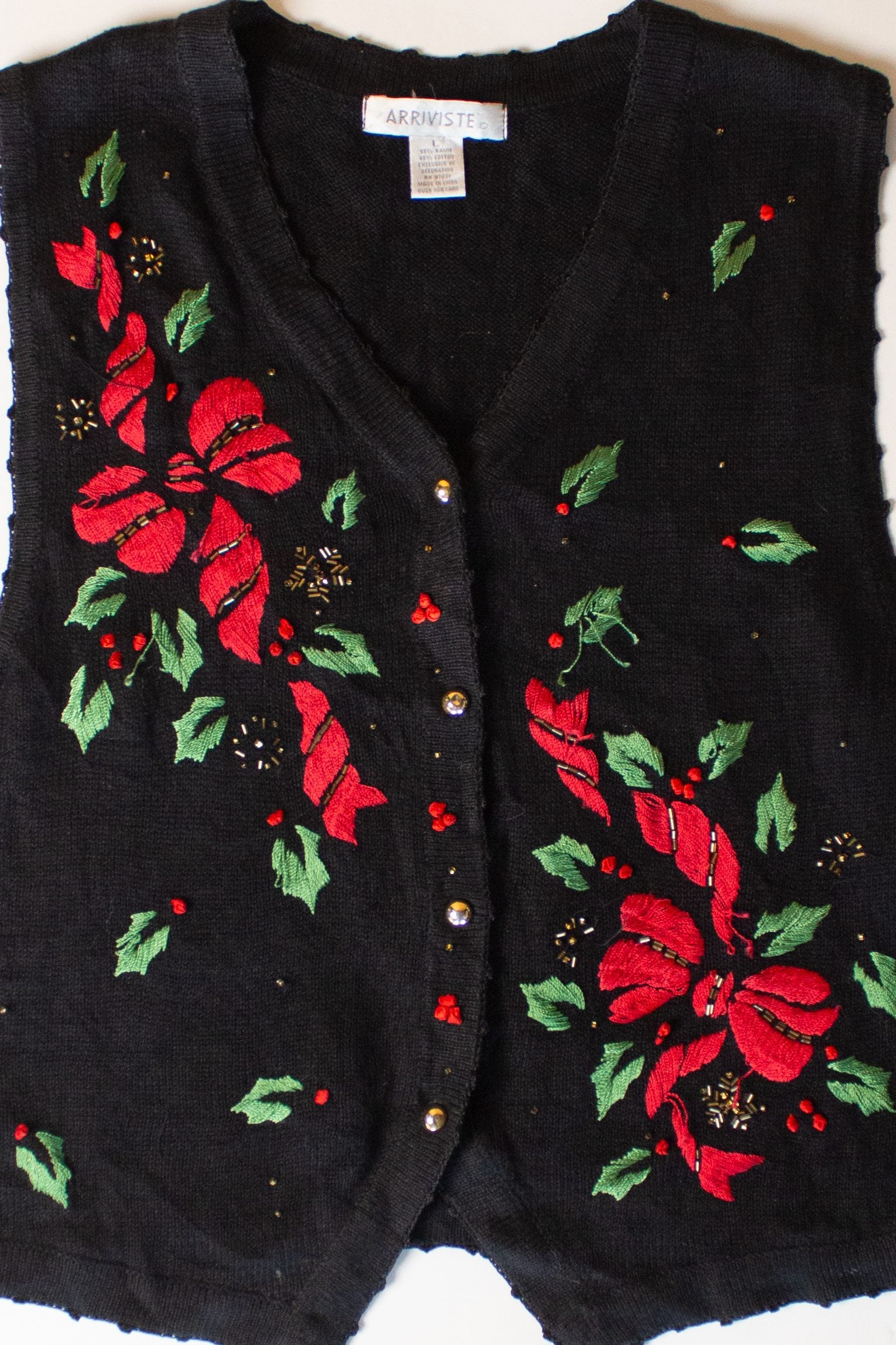 Vintage Black Bows Ugly Christmas Vest (1990s)