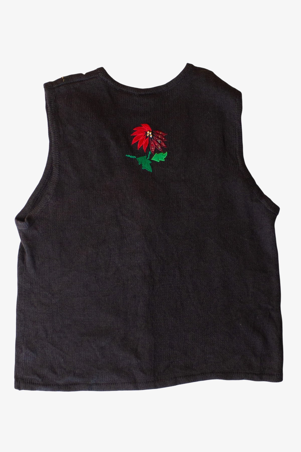 Vintage Black Flowers Ugly Christmas Vest (1990s)