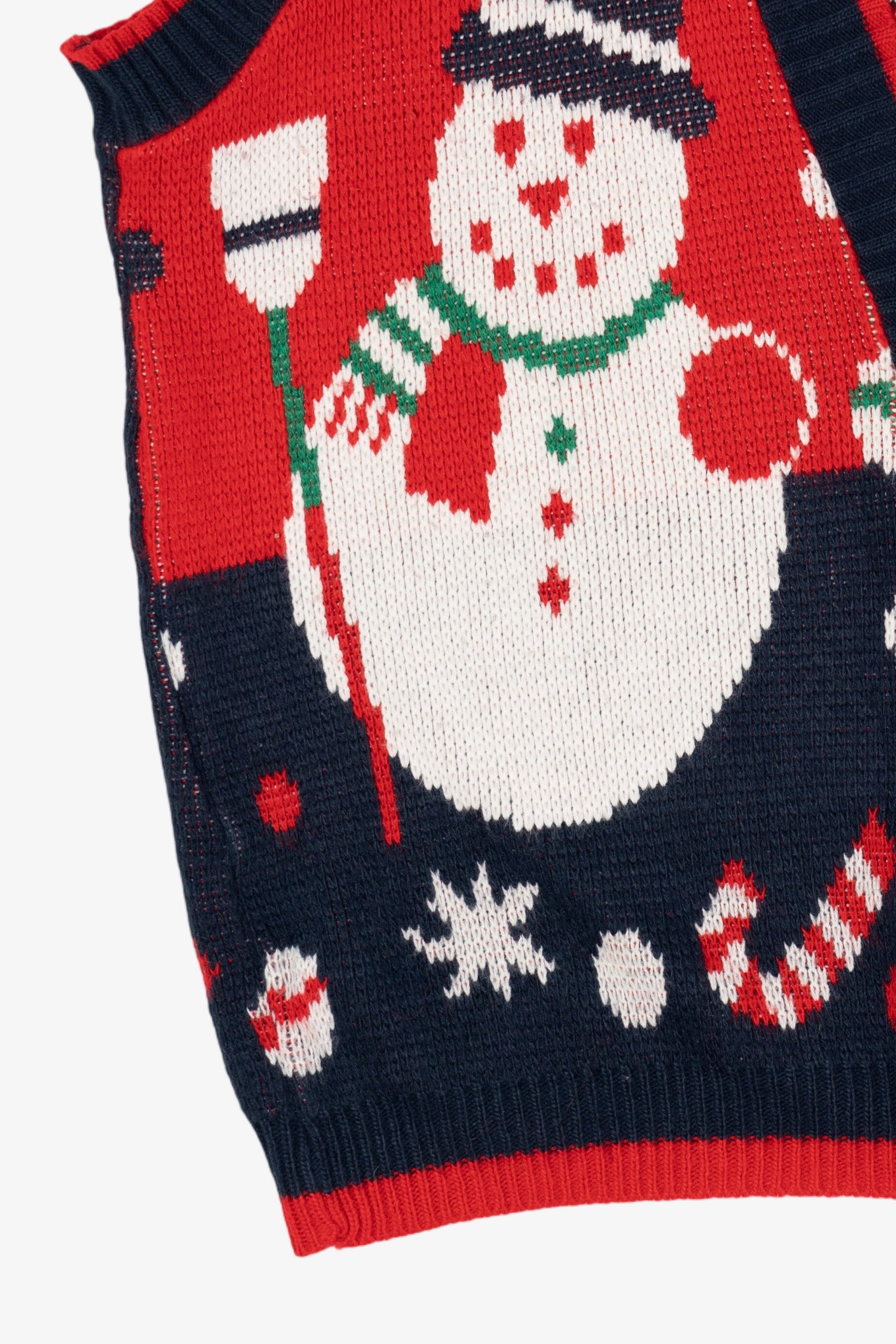Vintage Navy Blue Cabin Creek Snowmen Ugly Christmas Vest (1990s)