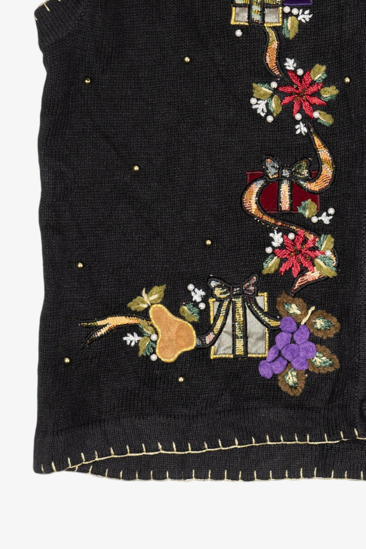 Vintage Black Victoria Jones Presents Ugly Christmas Vest (1990s)