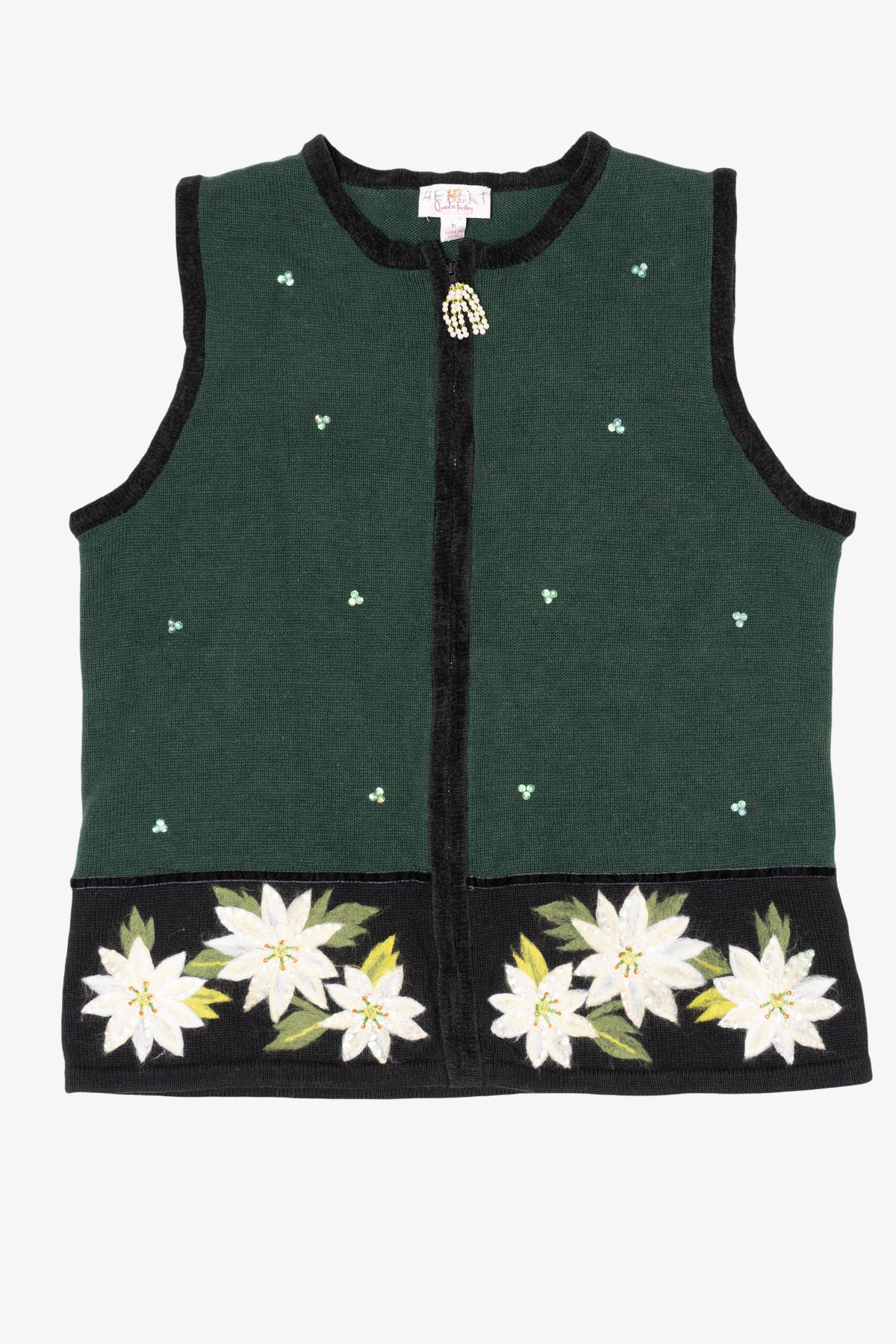 Vintage Green Quacker Factory Flowers Ugly Christmas Vest (2000s)