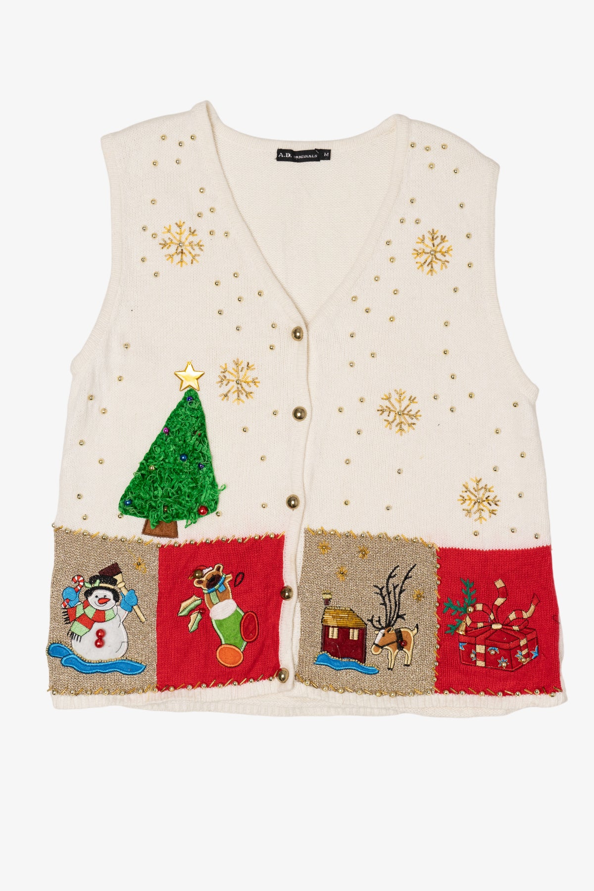 Vintage White A.D Originals Ugly Christmas Vest (1990s)