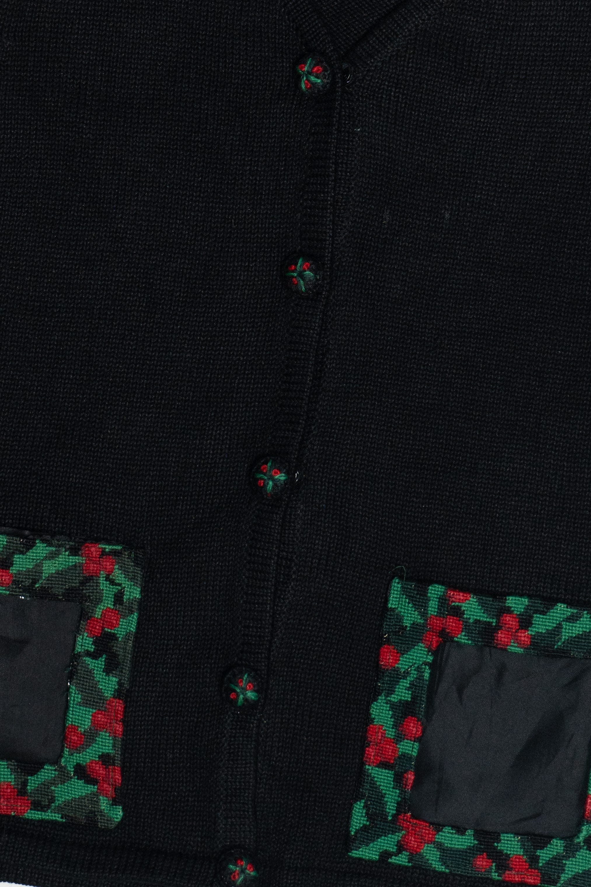 Vintage Eagle's Eye Holly & Ivy Front Pockets Ugly Christmas Vest (1990s)