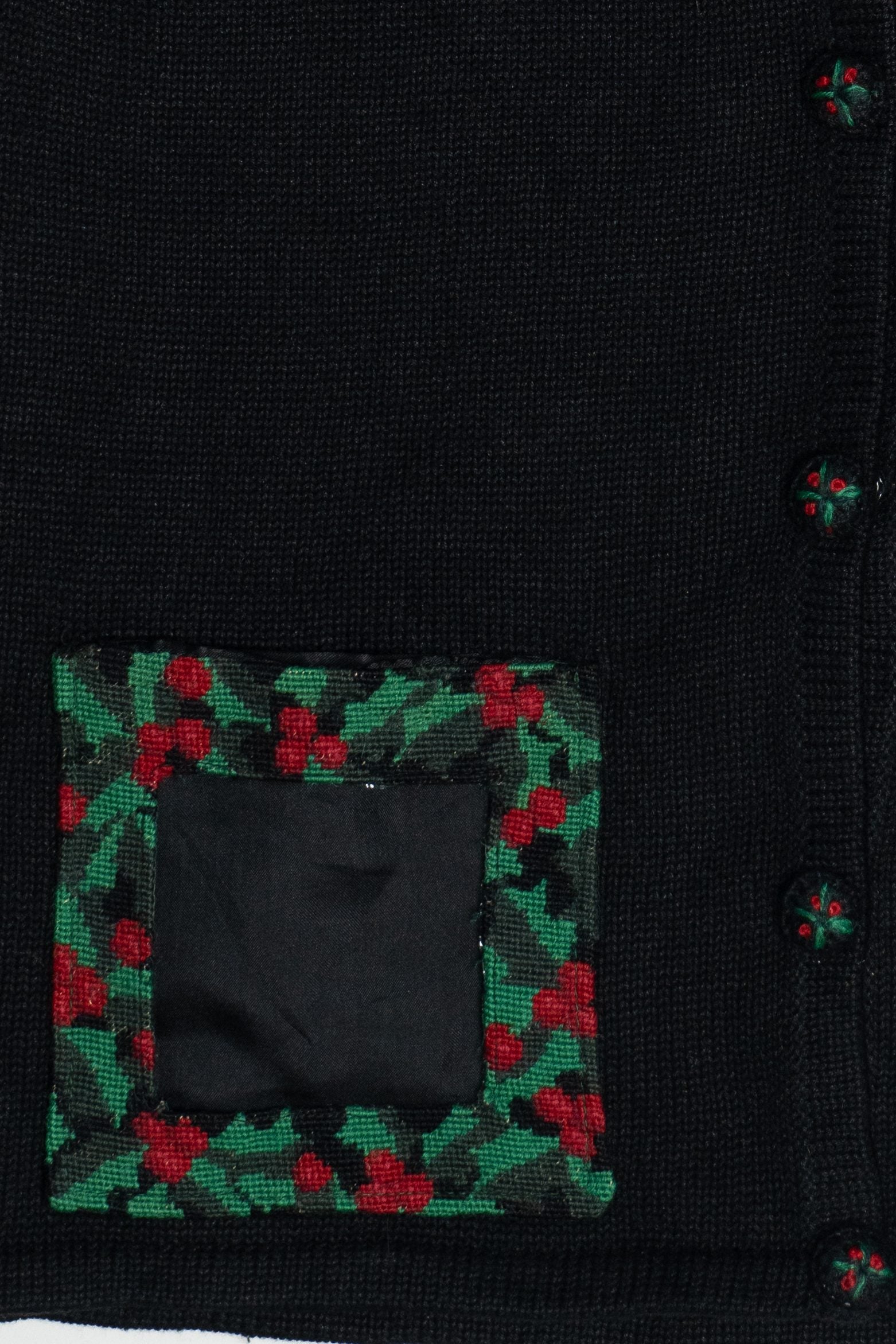 Vintage Eagle's Eye Holly & Ivy Front Pockets Ugly Christmas Vest (1990s)