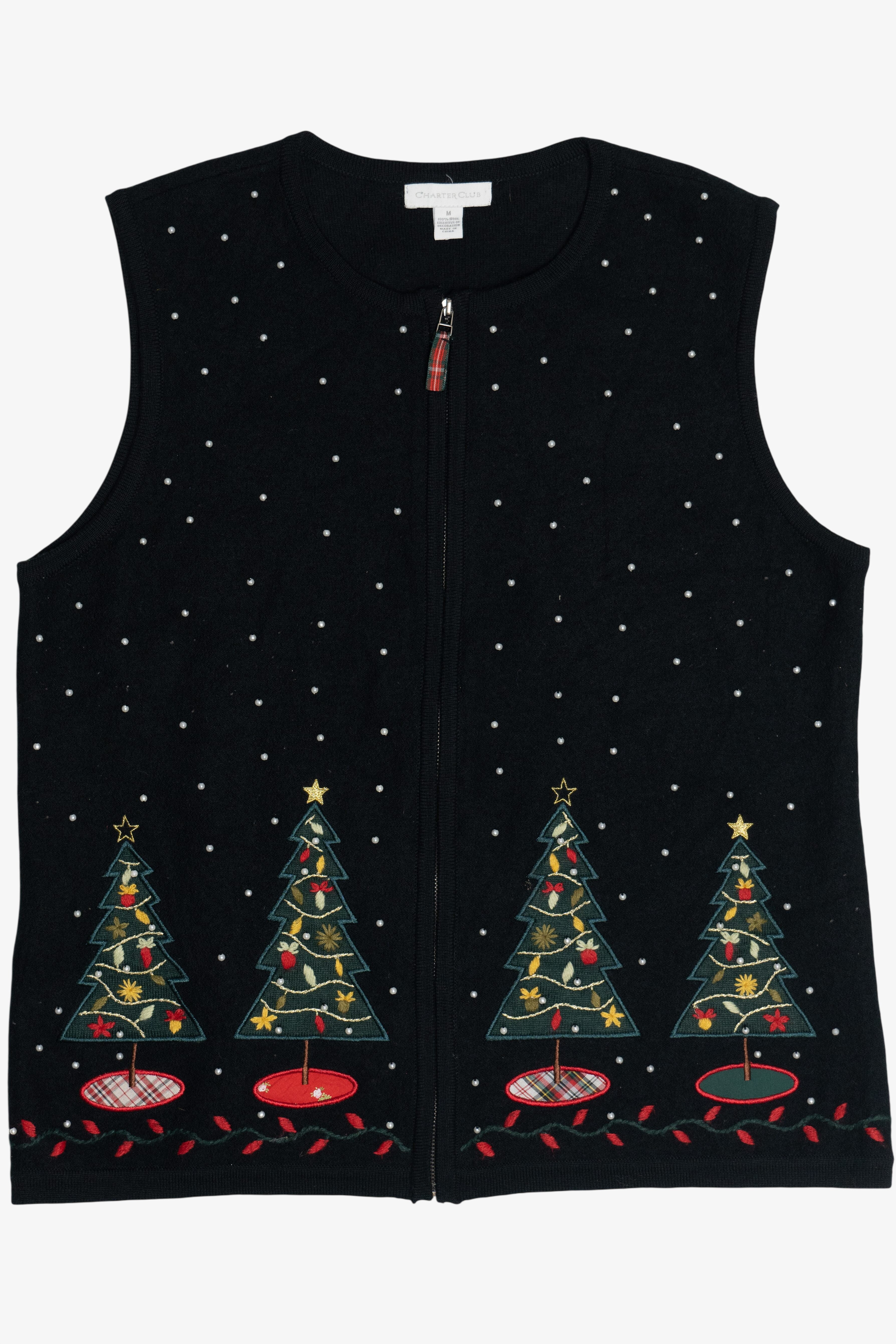 Vintage Charter Club Holiday Trees Ugly Christmas Vest (1990s)