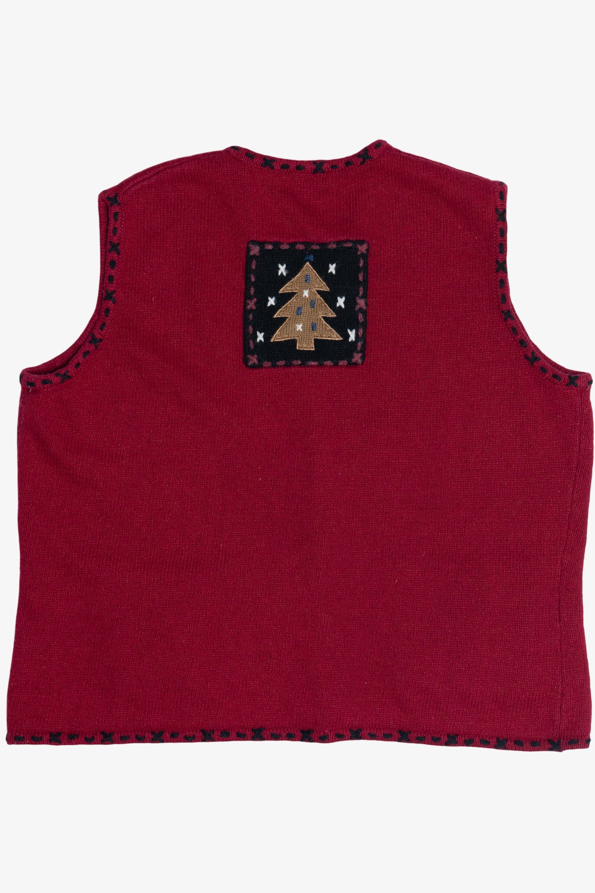 Vintage Coldwater Creek Tree & Snowmen Front Pockets Ugly Christmas Vest (2000s)