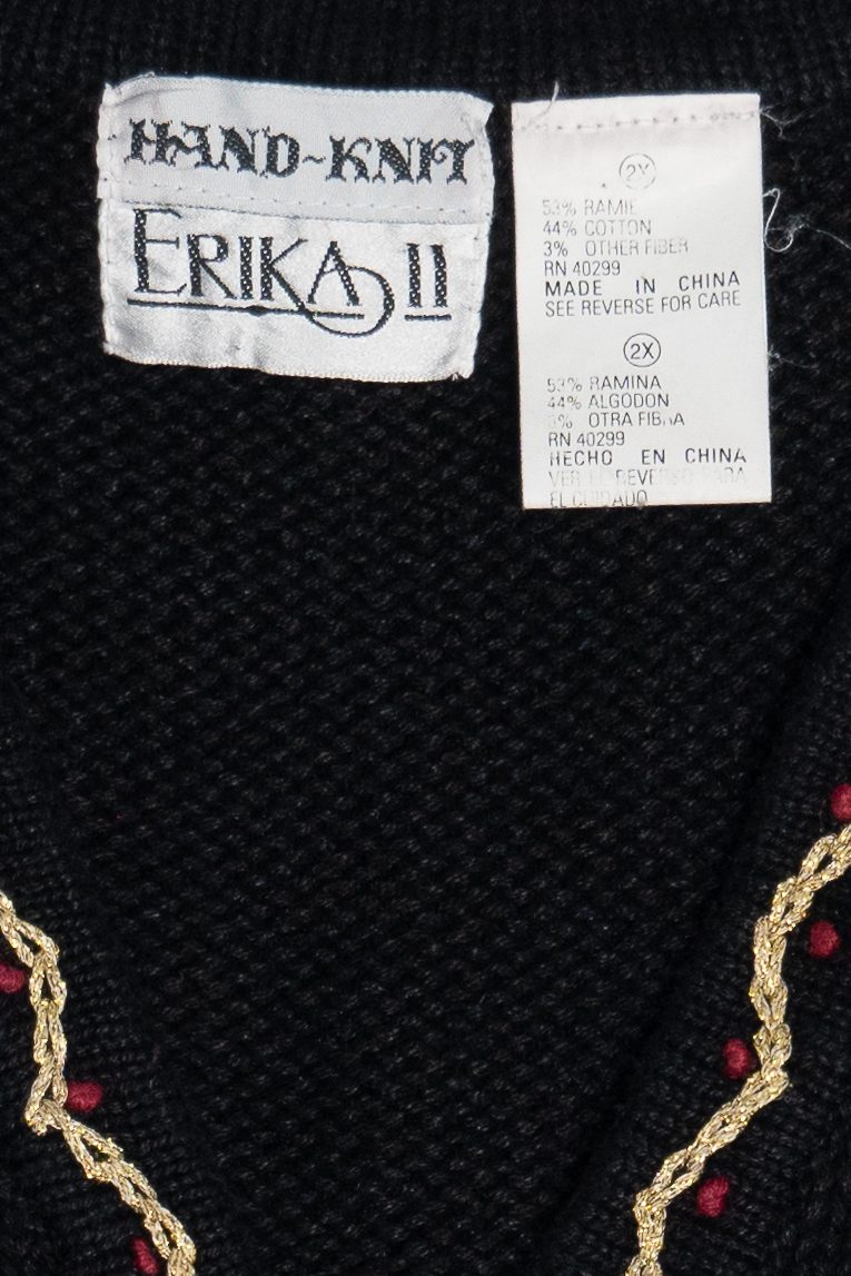 Vintage Erika II Hand Knit Holiday Flowers Ugly Christmas Vest (1990s)