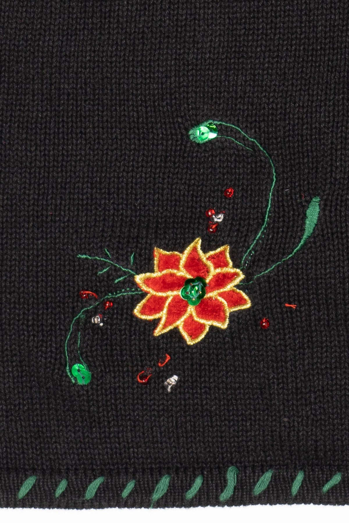 Vintage Black Holiday Editions Poinsettias Ugly Christmas Vest (2000s)