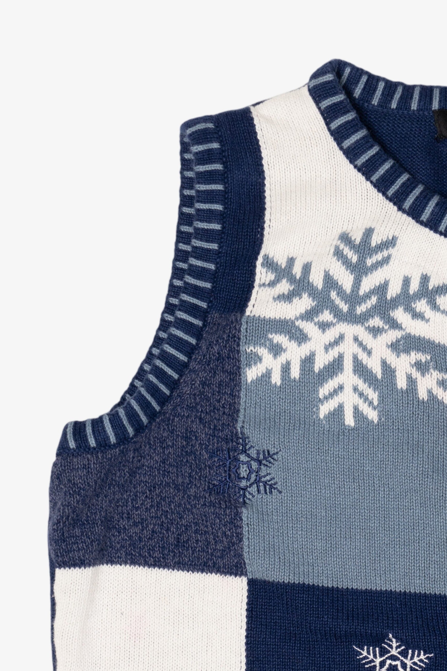 Vintage Blue Crystal Kobe Snowflakes Ugly Christmas Vest (2000s)