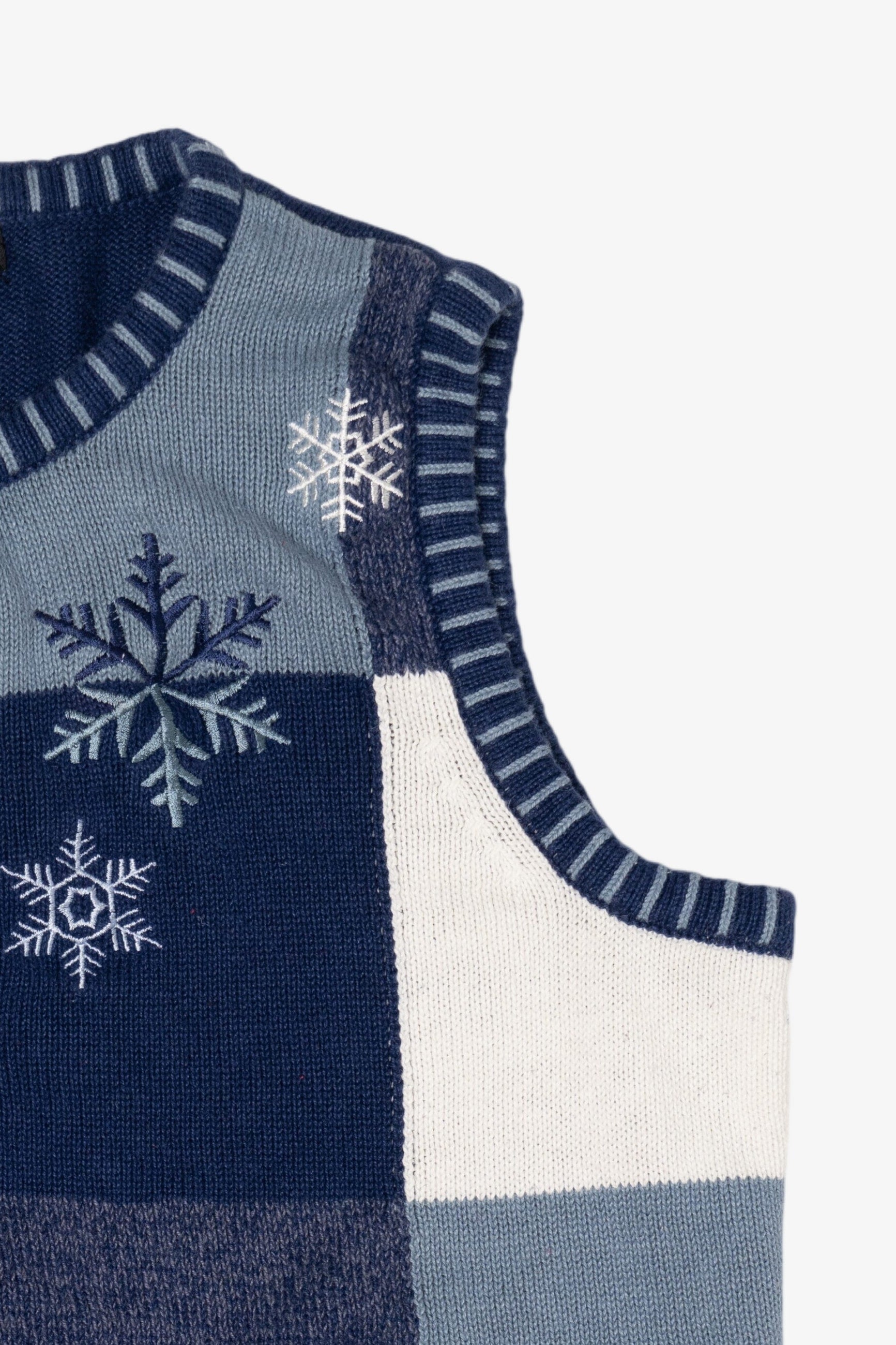 Vintage Blue Crystal Kobe Snowflakes Ugly Christmas Vest (2000s)
