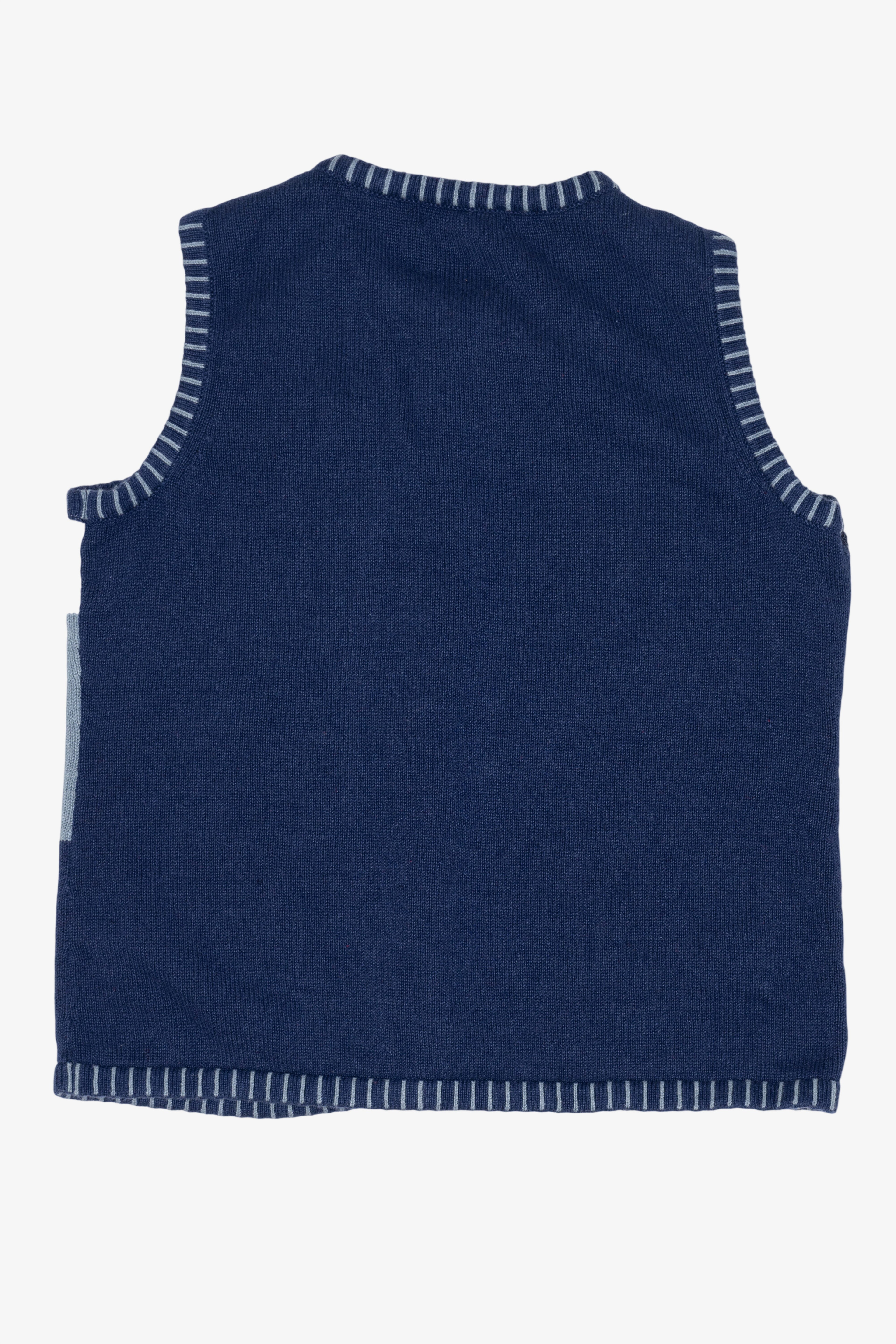 Vintage Blue Crystal Kobe Snowflakes Ugly Christmas Vest (2000s)