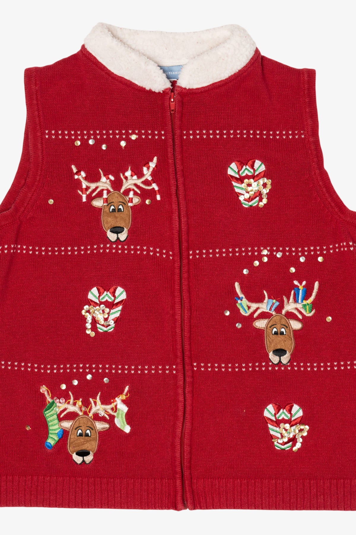 Red Classic Elements Reindeer Ugly Christmas Vest (2010s)