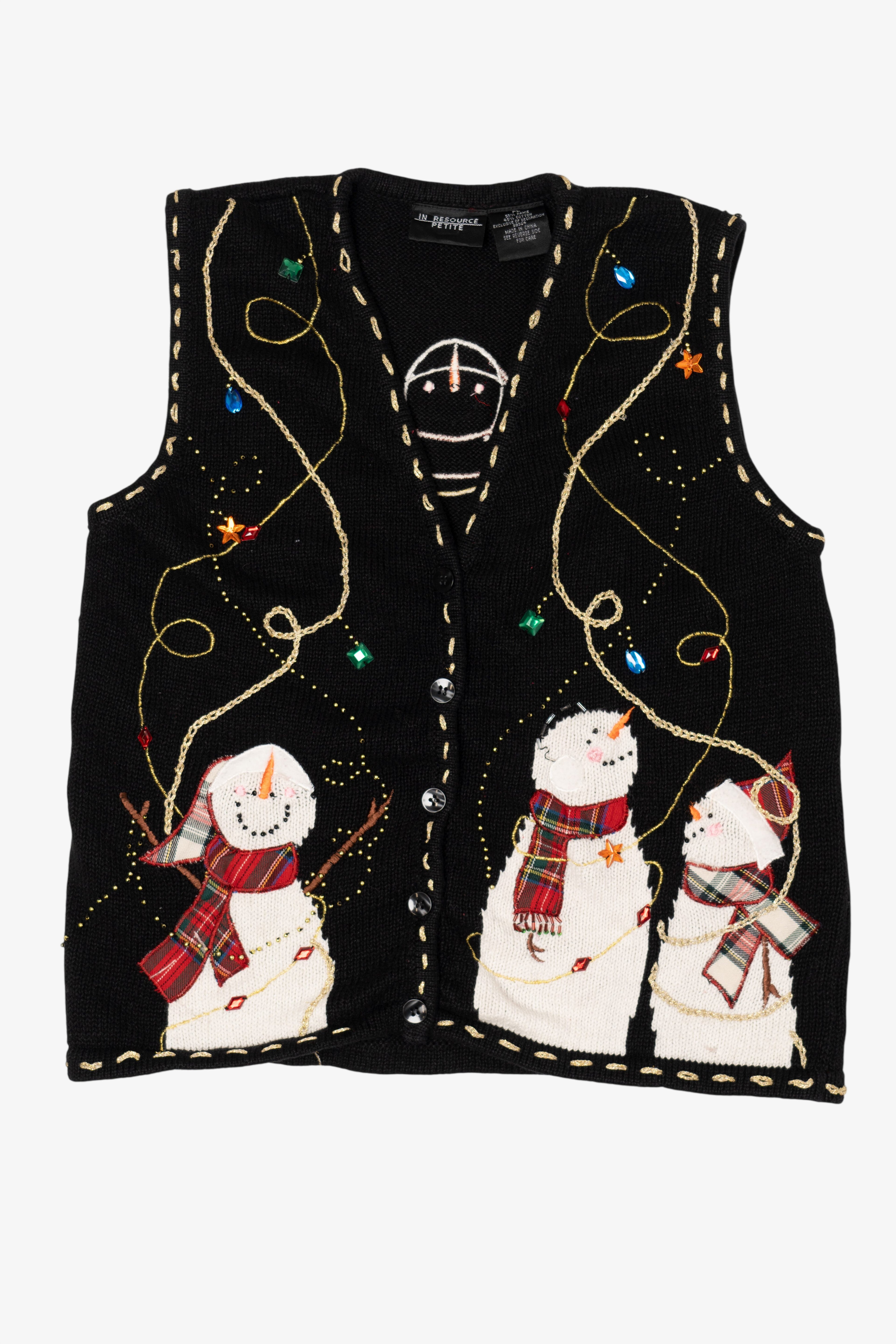 Vintage Black In Resource Snowmen Ugly Christmas Vest (2000s)