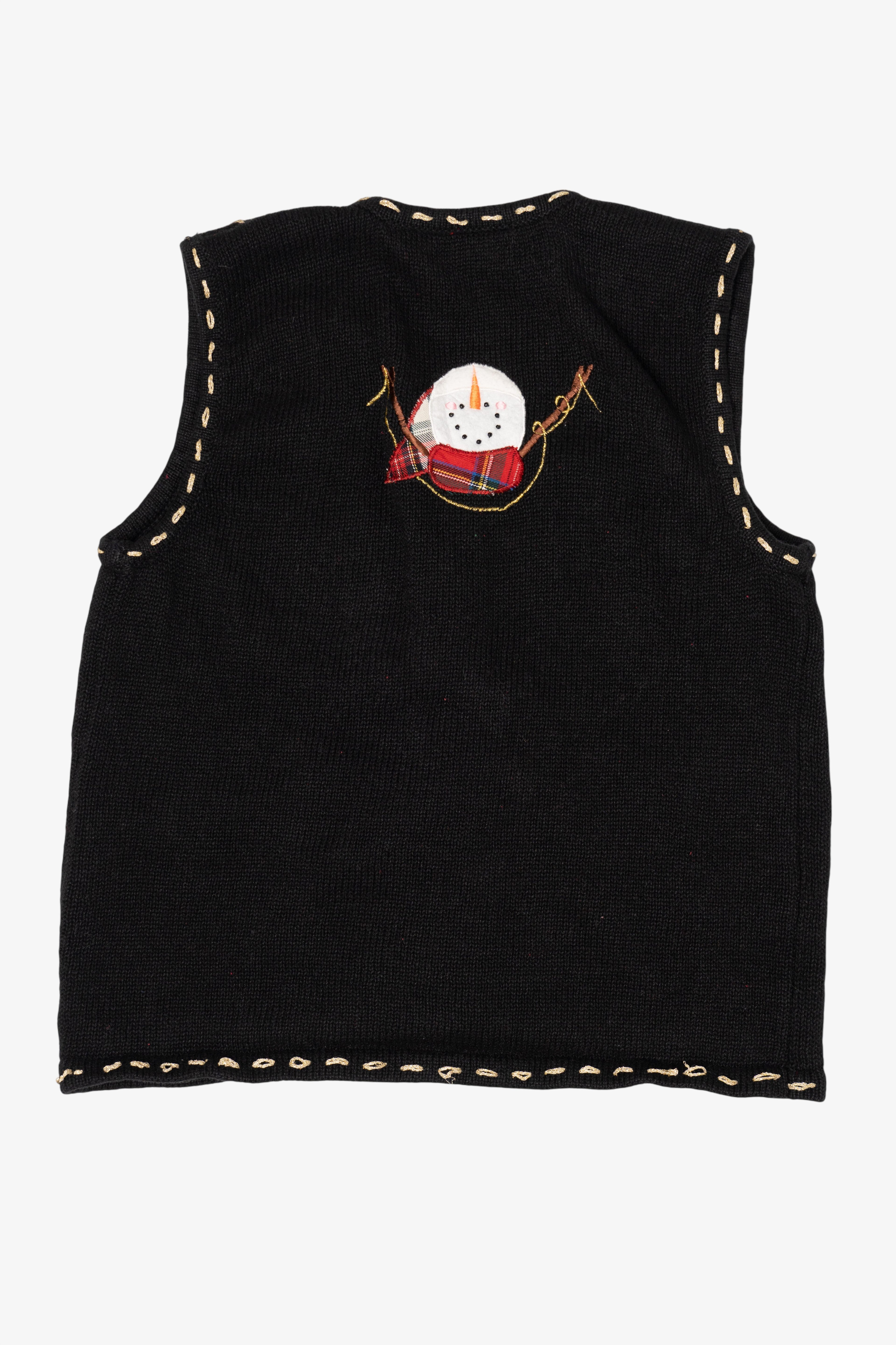 Vintage Black In Resource Snowmen Ugly Christmas Vest (2000s)