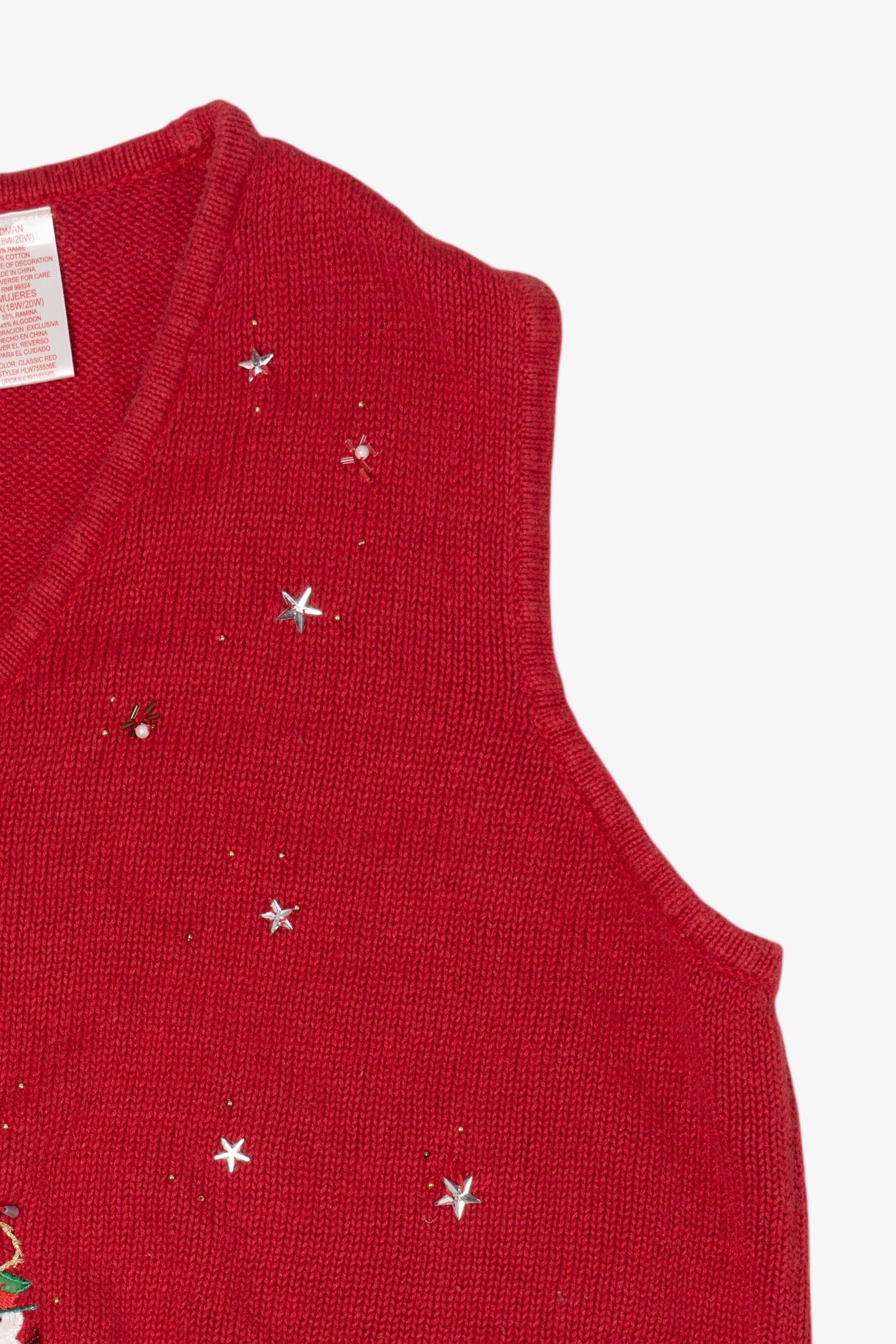 Vintage Red Snowmen Tower Ugly Christmas Vest (2000s)