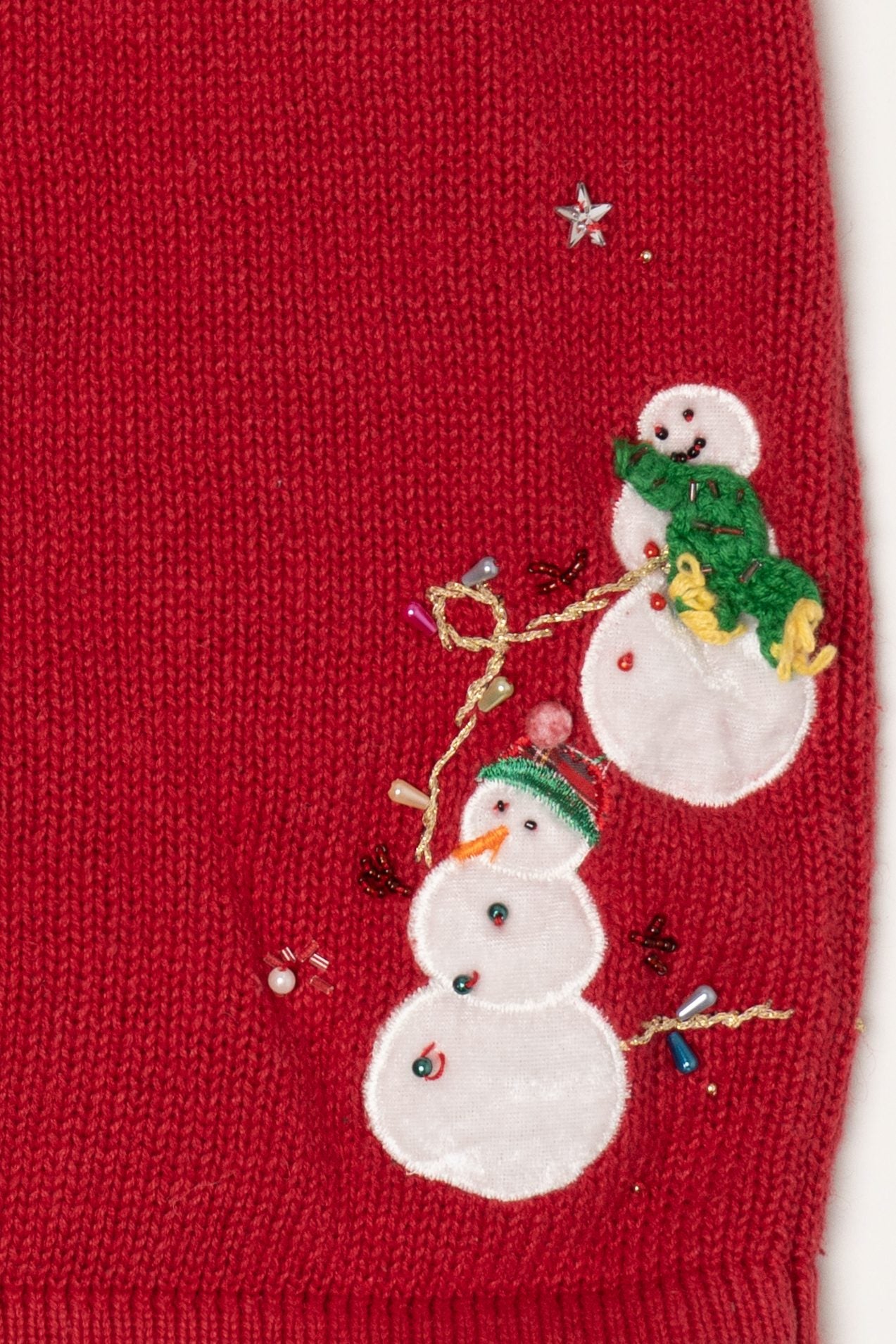 Vintage Red Snowmen Tower Ugly Christmas Vest (2000s)