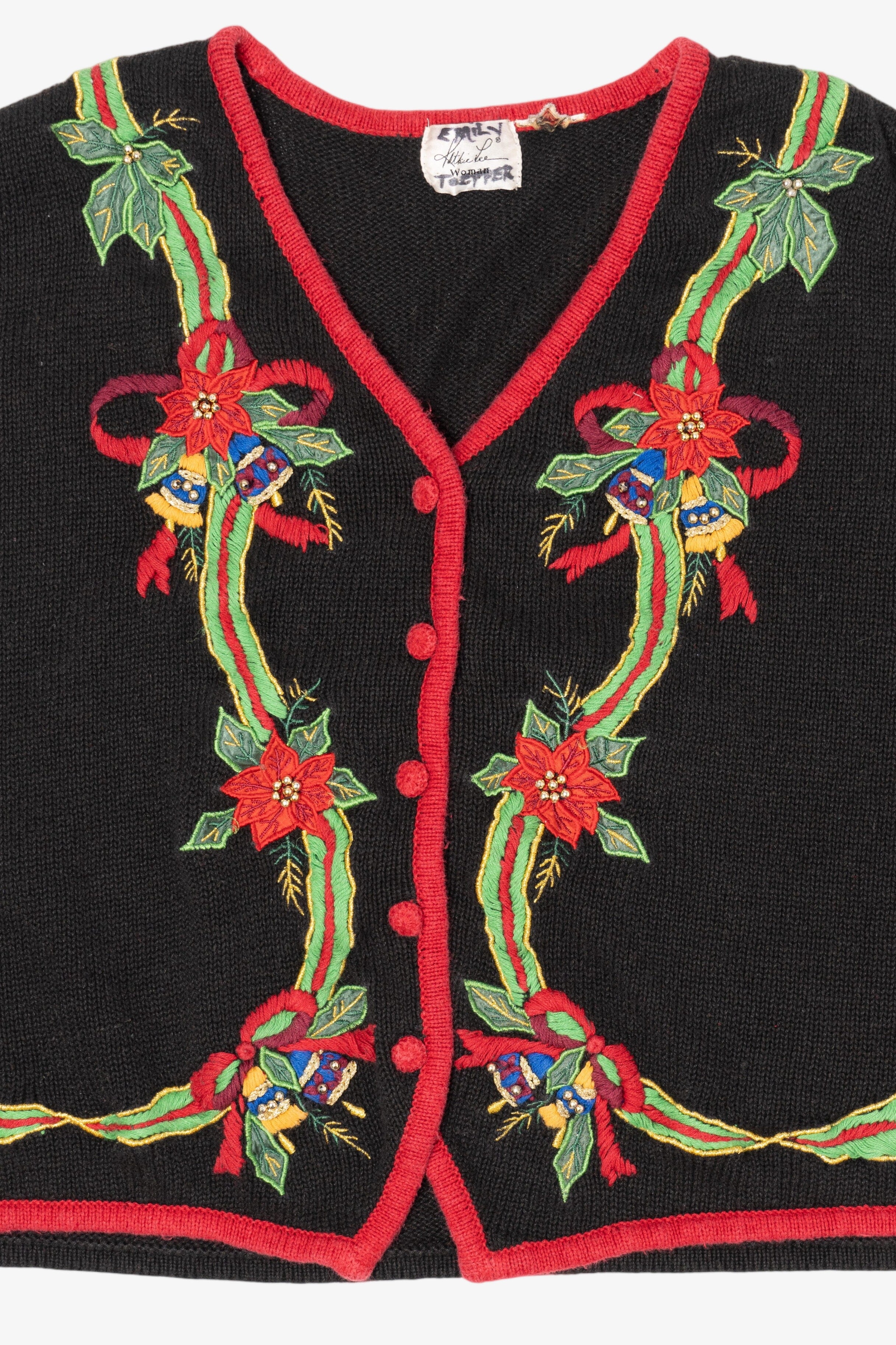 Vintage Black Kathie Lee Bells Ugly Christmas Vest (1990s)