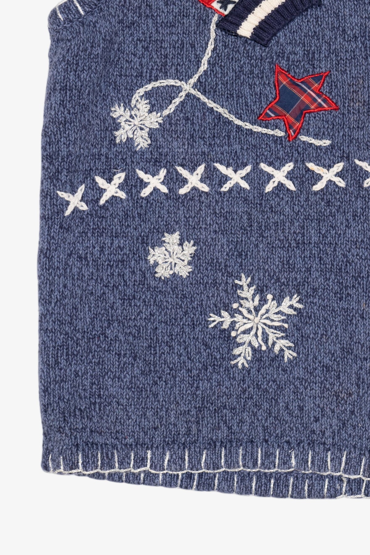 Vintage Blue Bobbie Brooks Winter Mittens Ugly Christmas Vest (1990s)
