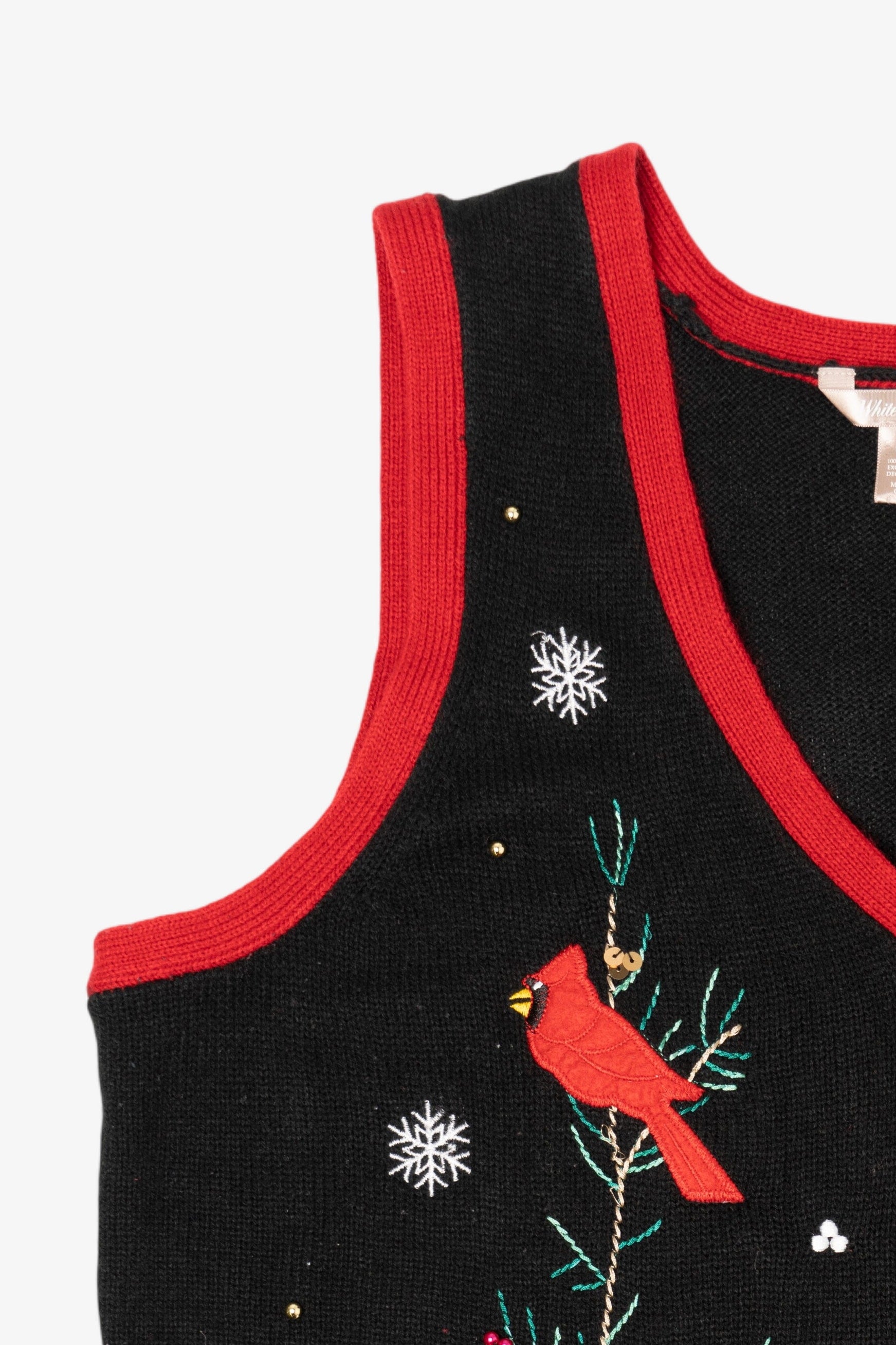 Black White Stag Cardinals Ugly Christmas Vest (2000s)