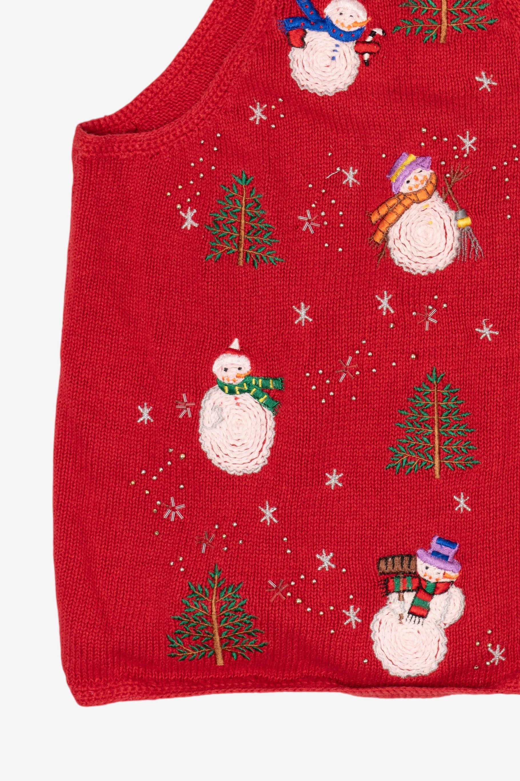 Vintage Red Hampshire Studio Snowmen Ugly Christmas Vest (1990s)