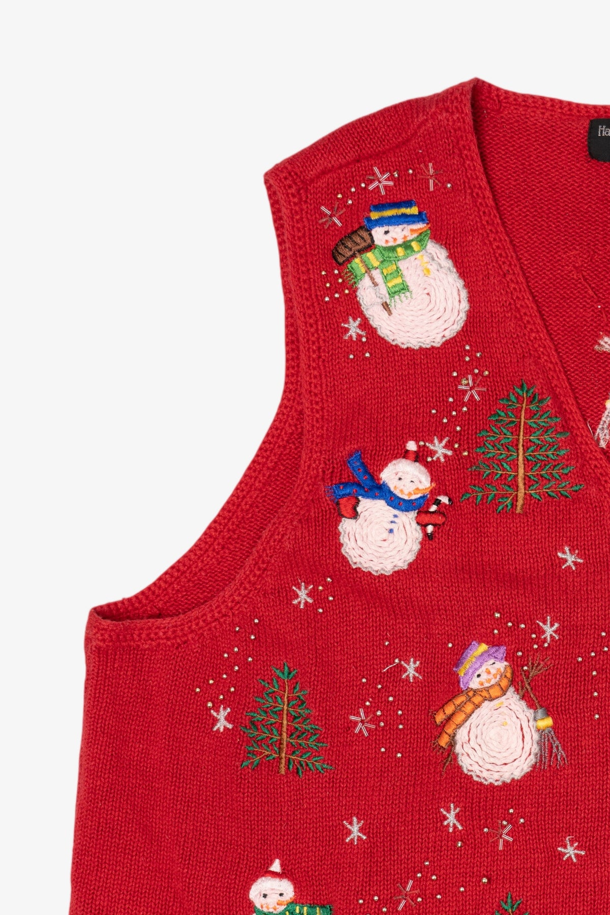 Vintage Red Hampshire Studio Snowmen Ugly Christmas Vest (1990s)