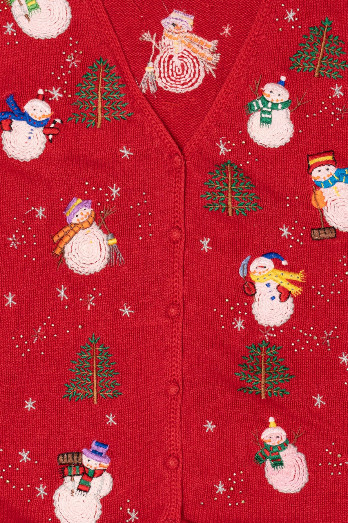 Vintage Red Hampshire Studio Snowmen Ugly Christmas Vest (1990s)