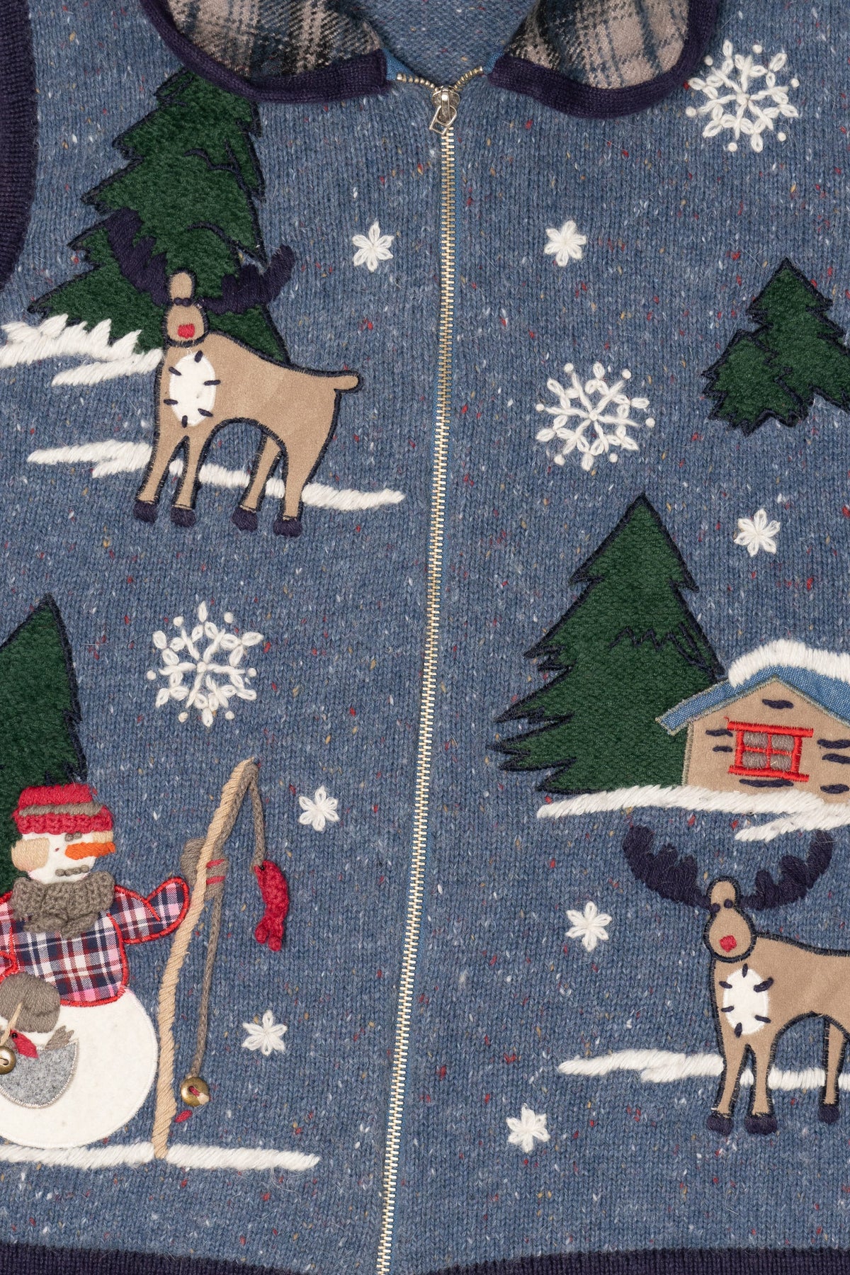 Vintage Blue Victoria Jones Reindeer Ugly Christmas Vest (2000s)