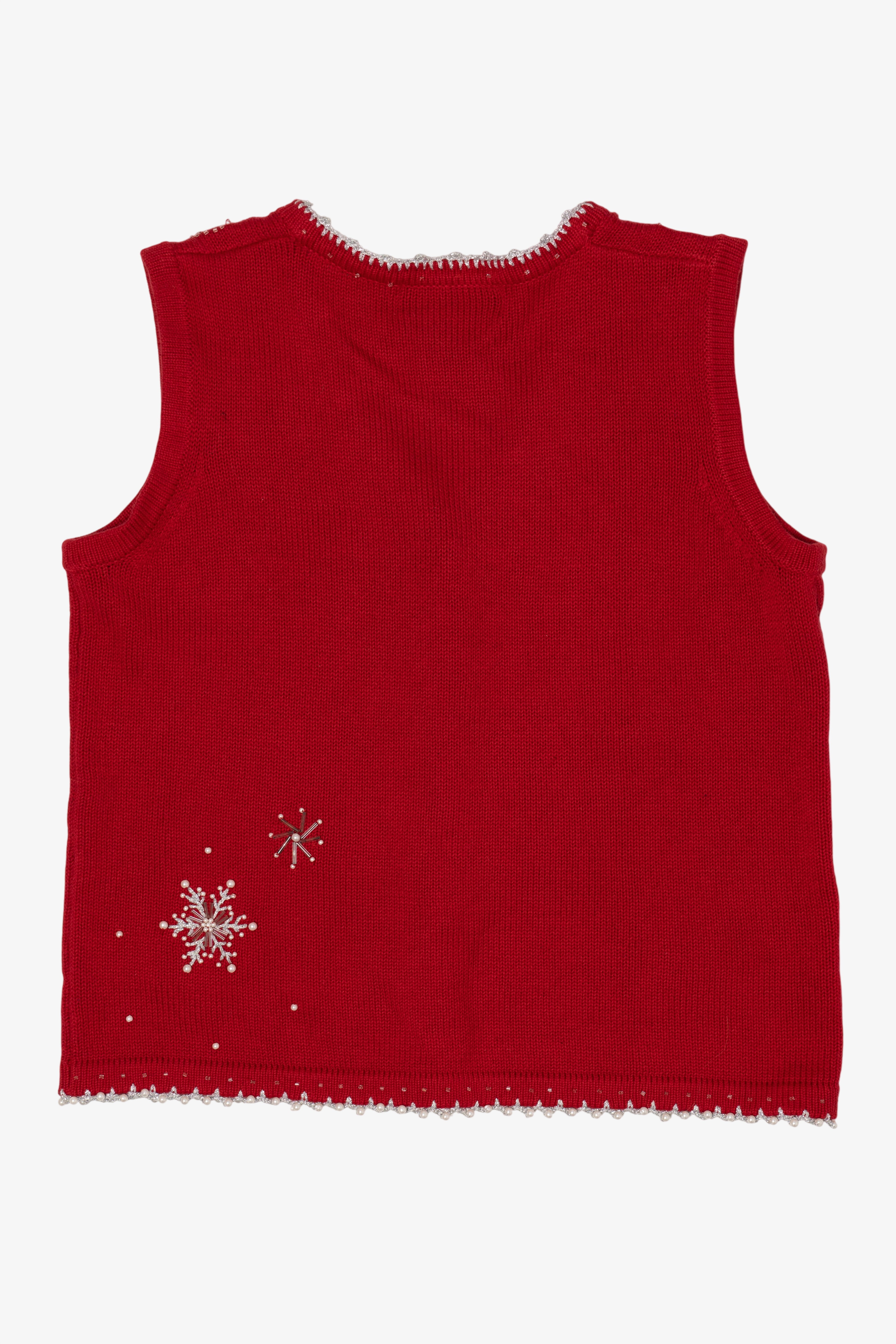 Vintage Red Theme Works Bejeweled Snowflakes Ugly Christmas Sweater (2000s)