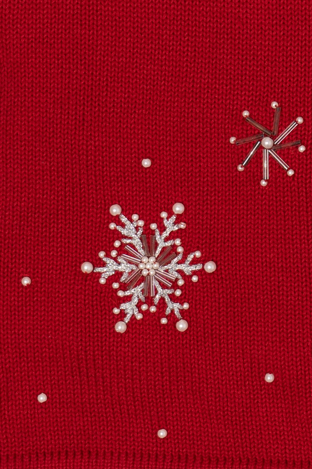 Vintage Red Theme Works Bejeweled Snowflakes Ugly Christmas Sweater (2000s)