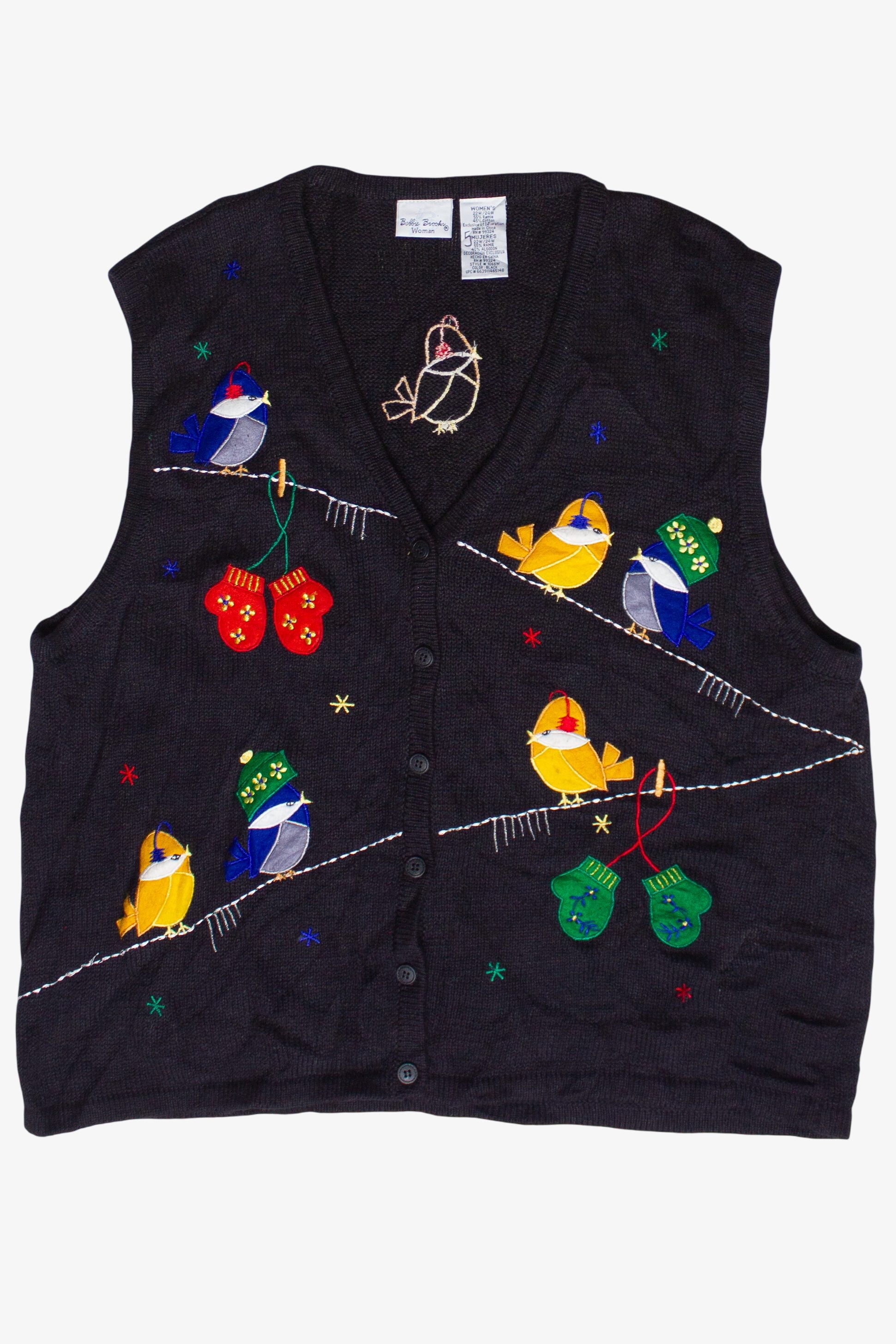 Vintage Bobbie Brooks Winter Birds Ugly Christmas Vest