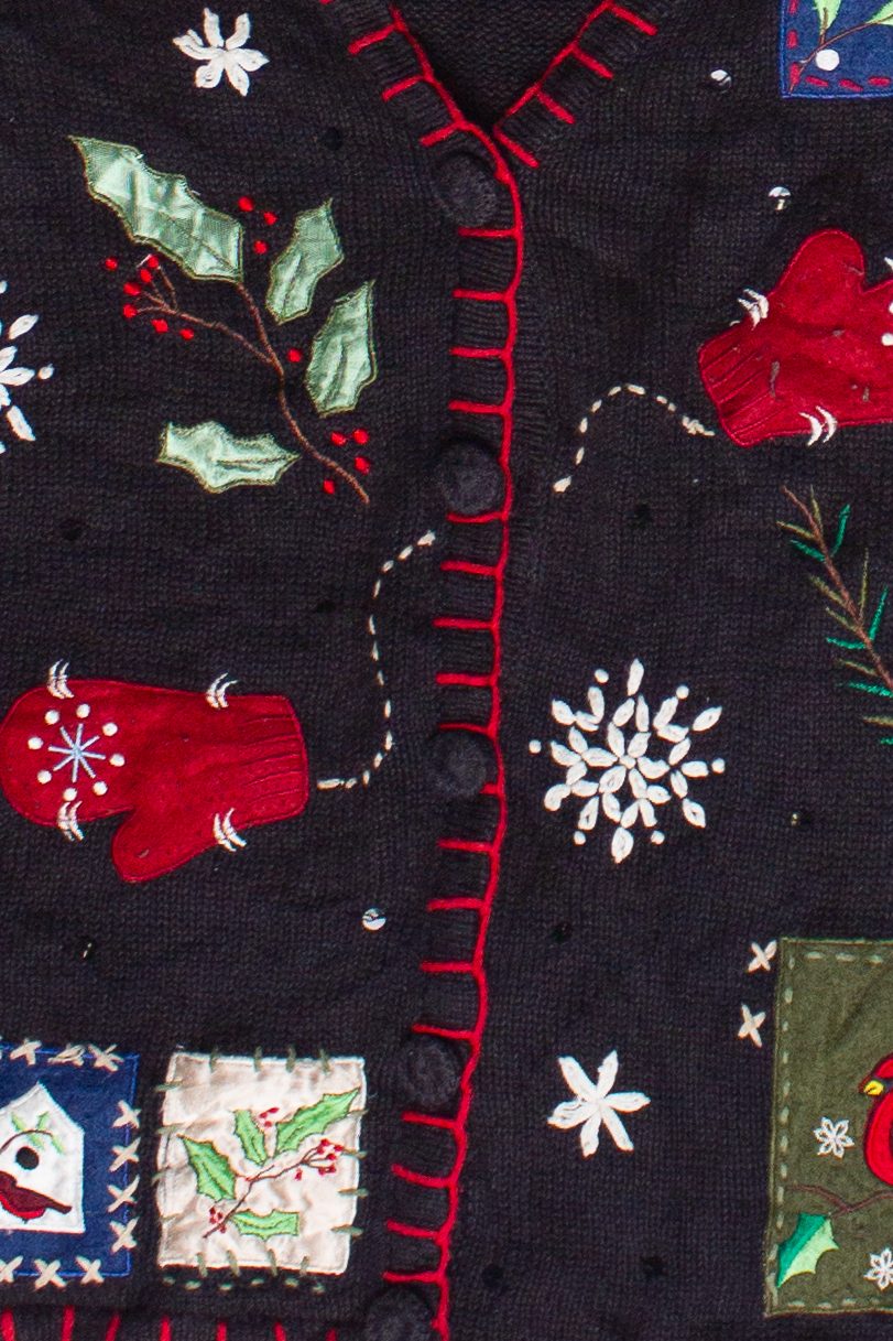 Vintage Embroidered Patches Basic Editions Ugly Christmas Vest