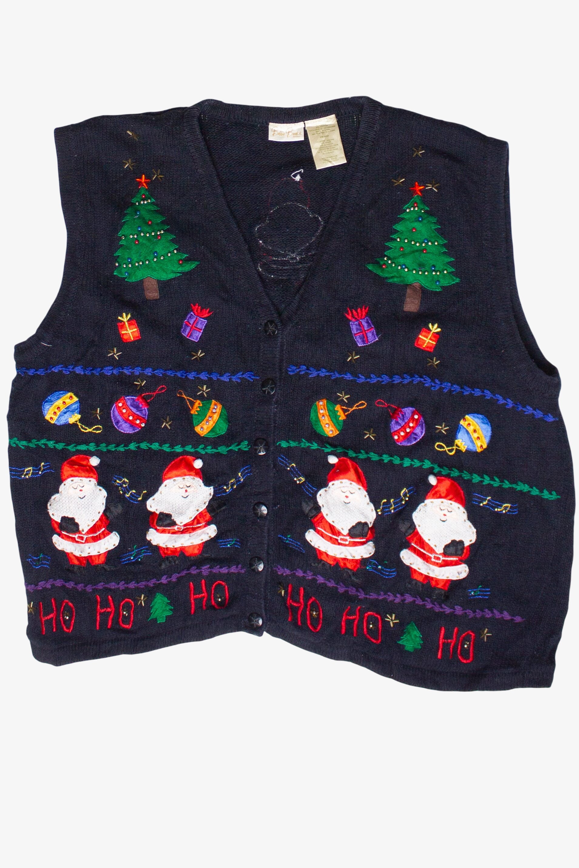 Vintage Bobbie Brooks Santa Singing Ugly Christmas Vest