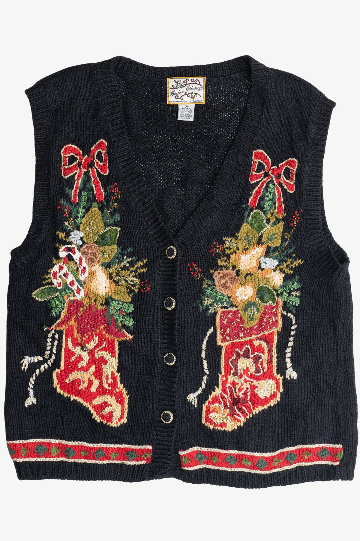 Vintage Holiday Stockings Heirloom Collectibles Ugly Christmas Vest (1990s)