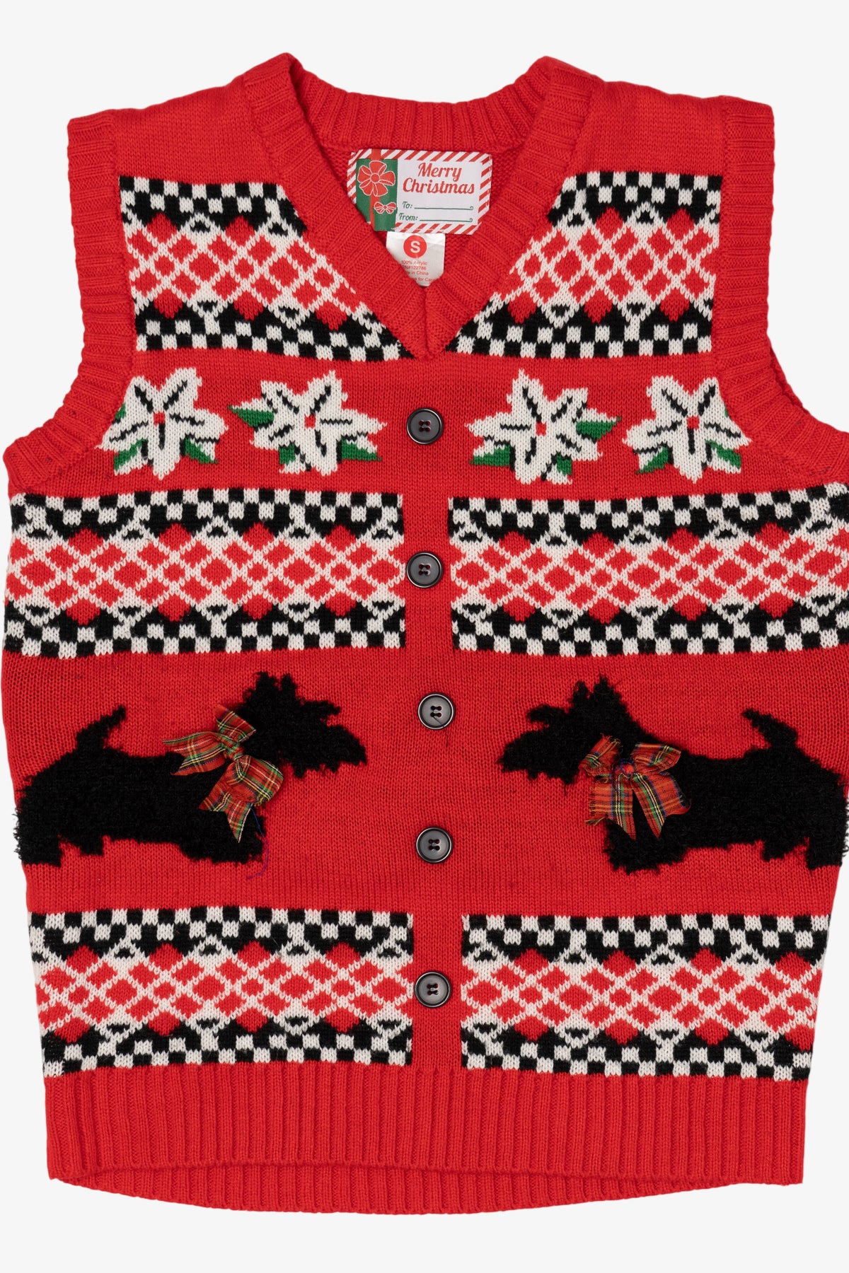 Red Merry Christmas Dogs With Bows Ugly Vest (2020s)
