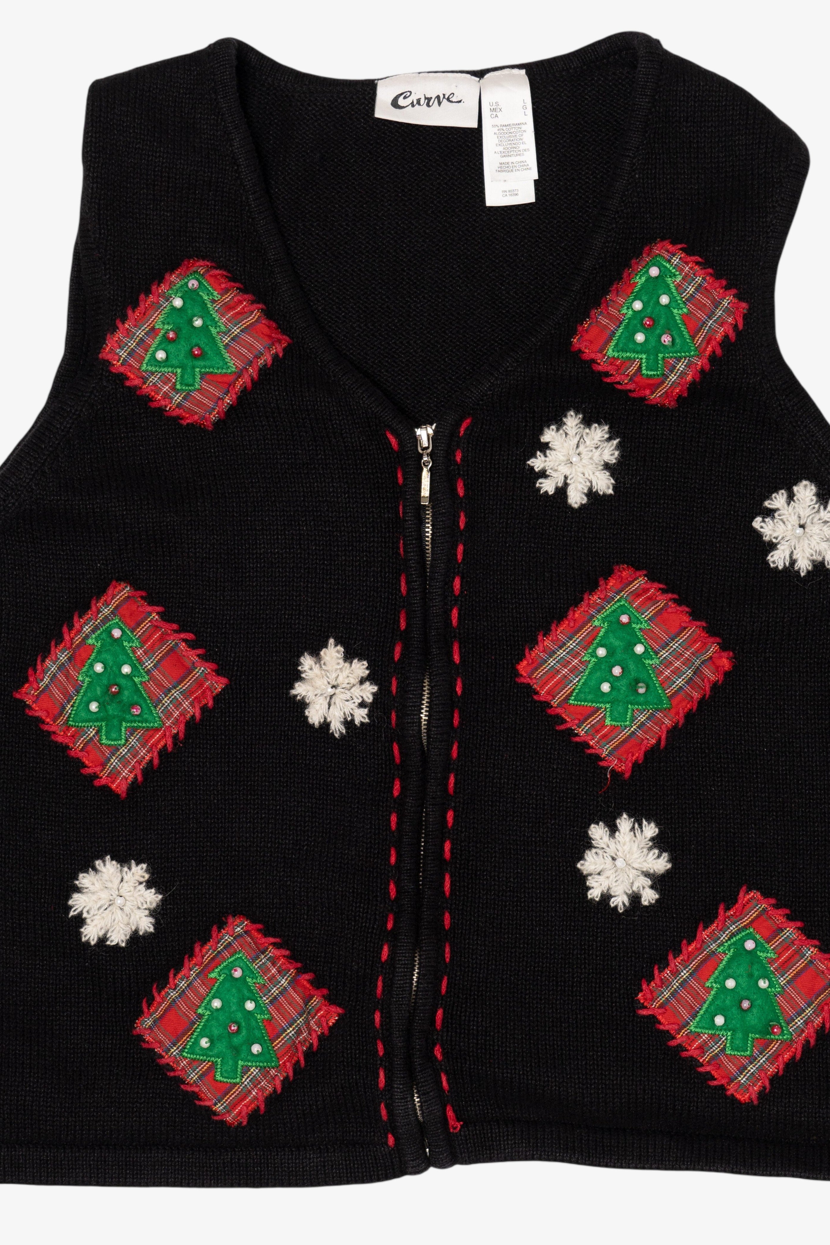Vintage Black Curve Trees Ugly Christmas Vest (2000s)