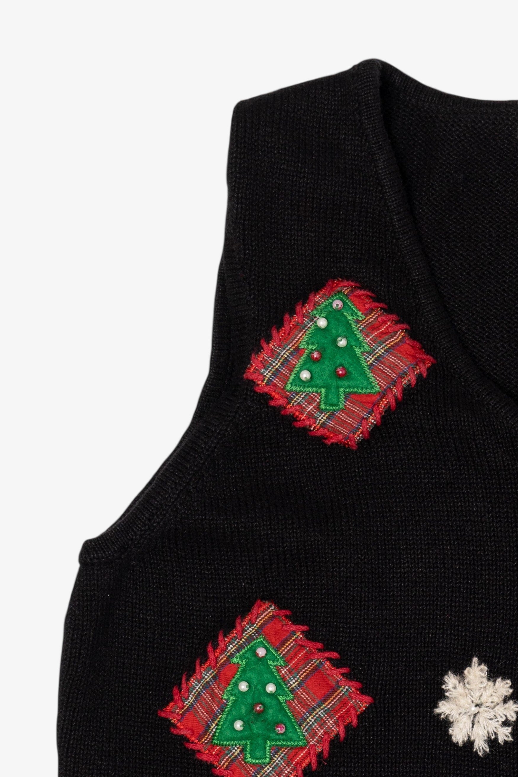 Vintage Black Curve Trees Ugly Christmas Vest (2000s)