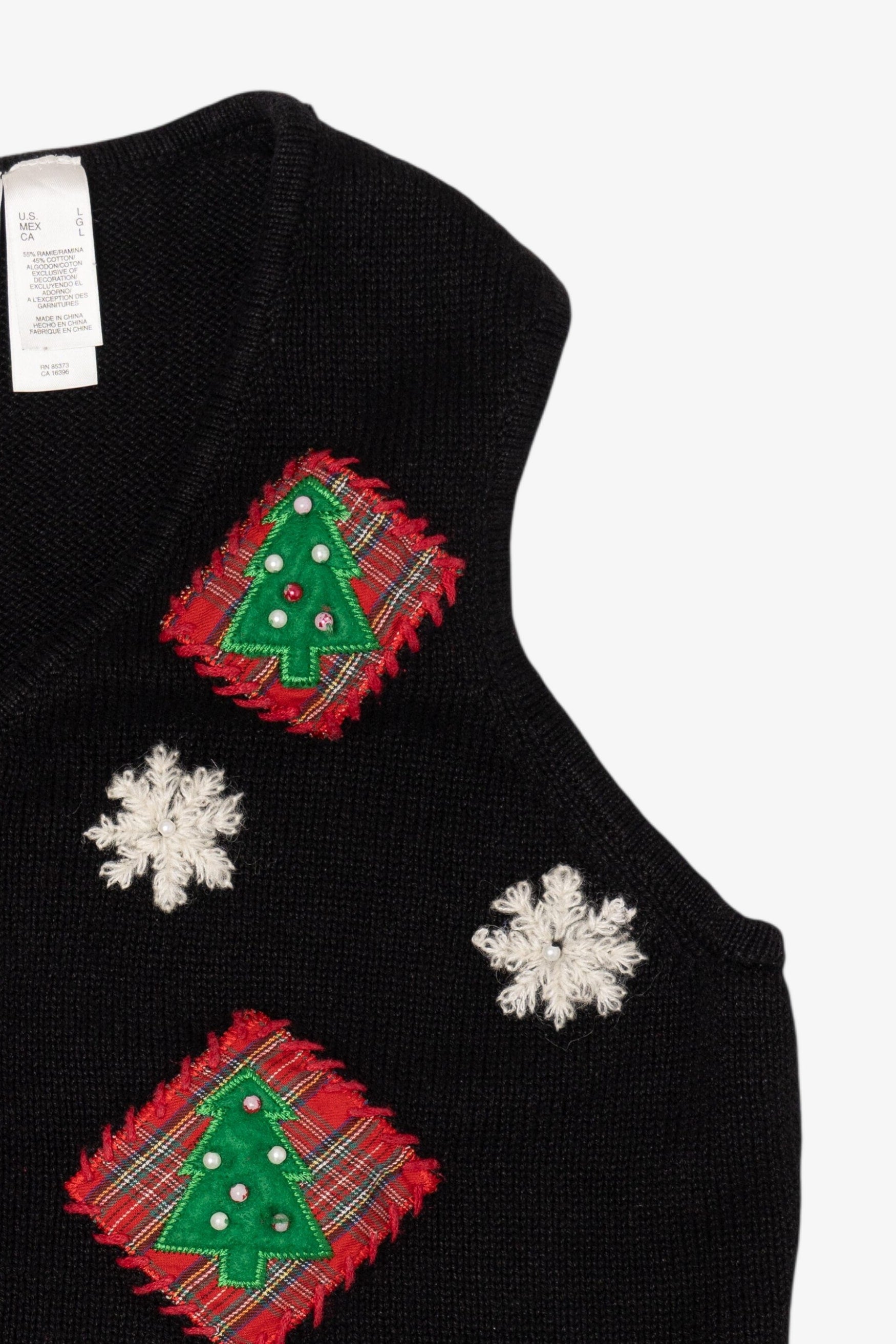 Vintage Black Curve Trees Ugly Christmas Vest (2000s)
