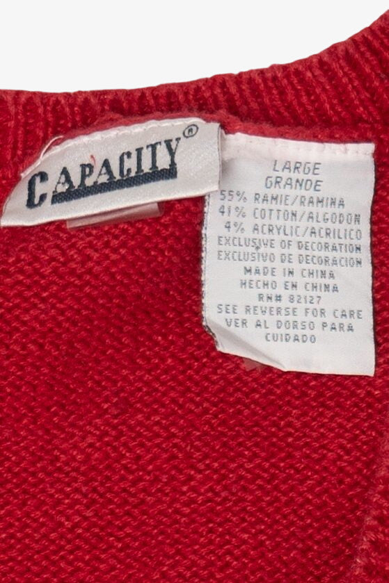 Vintage Red Capacity Christmas Morning Ugly Christmas Vest (1990s)
