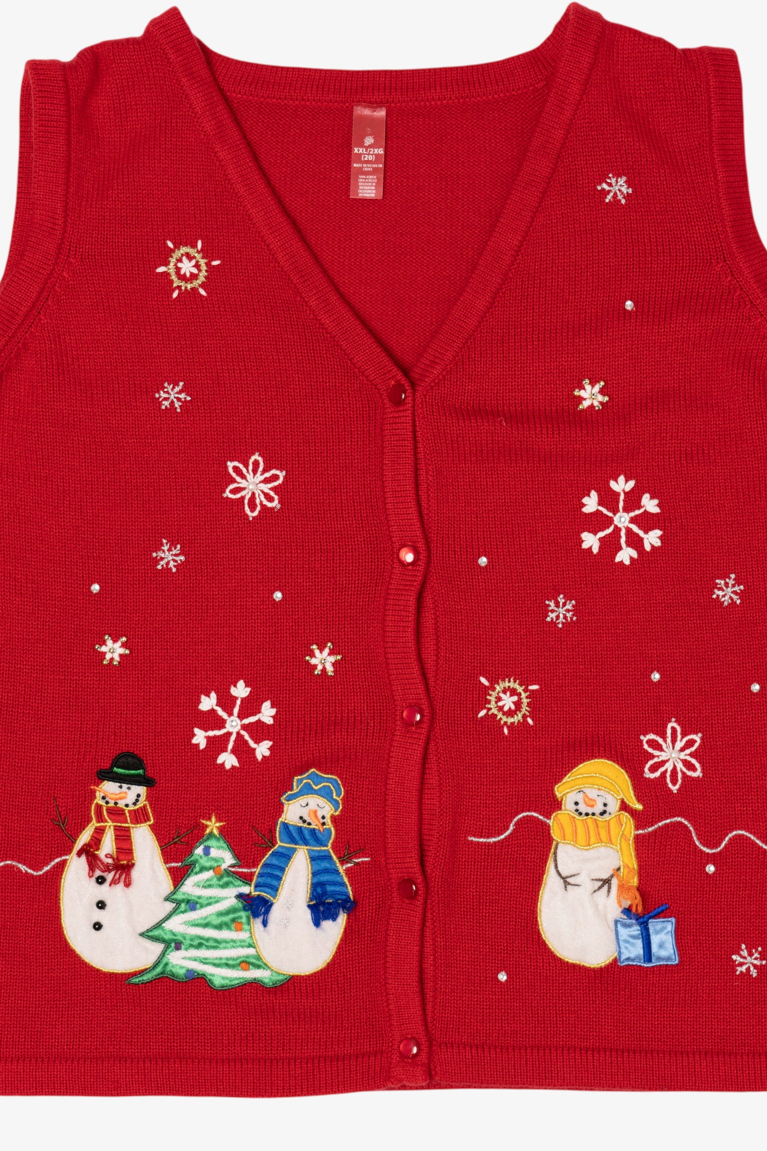 Red Snowmen Ugly Christmas Vest (2010s)