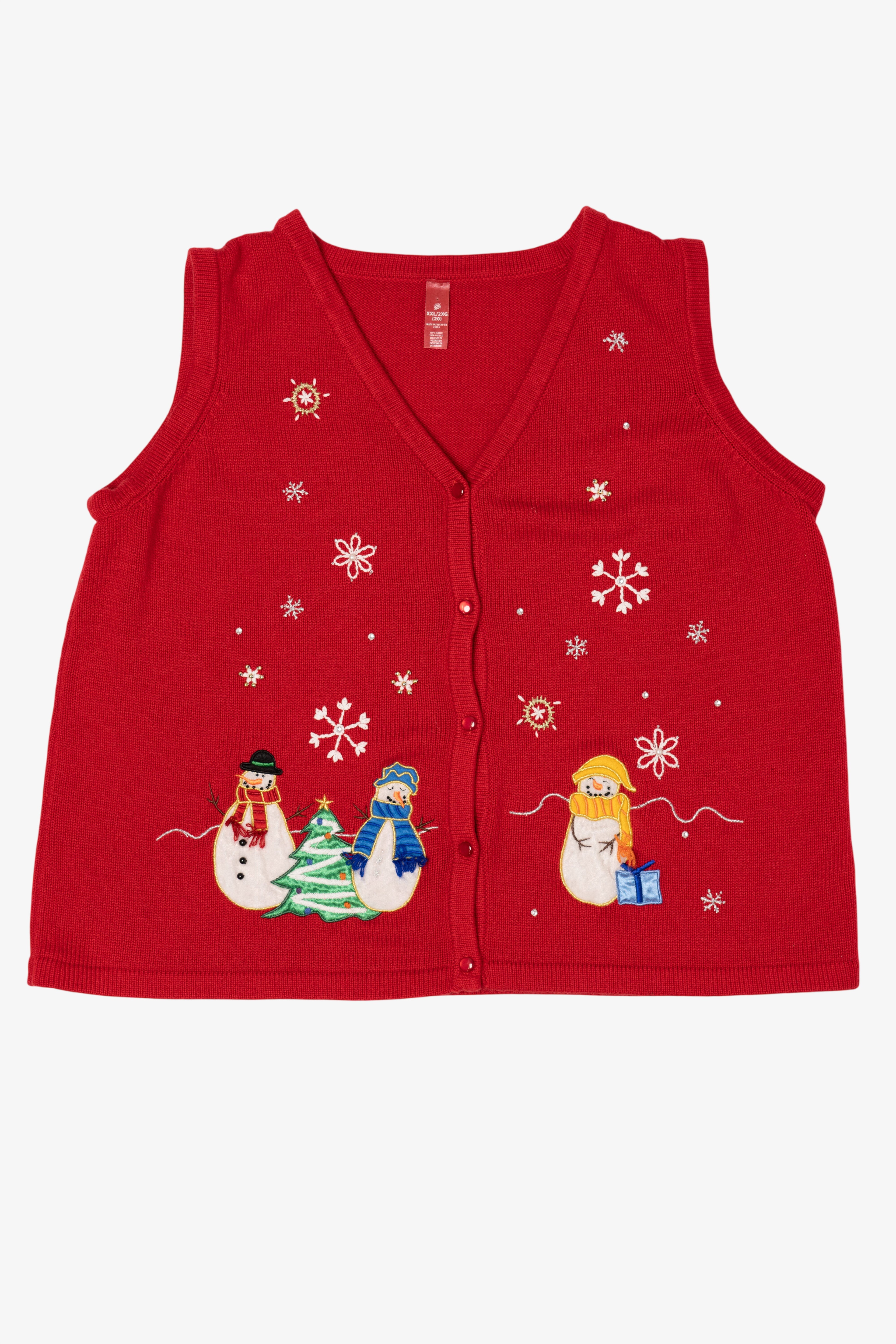 Red Snowmen Ugly Christmas Vest (2010s)