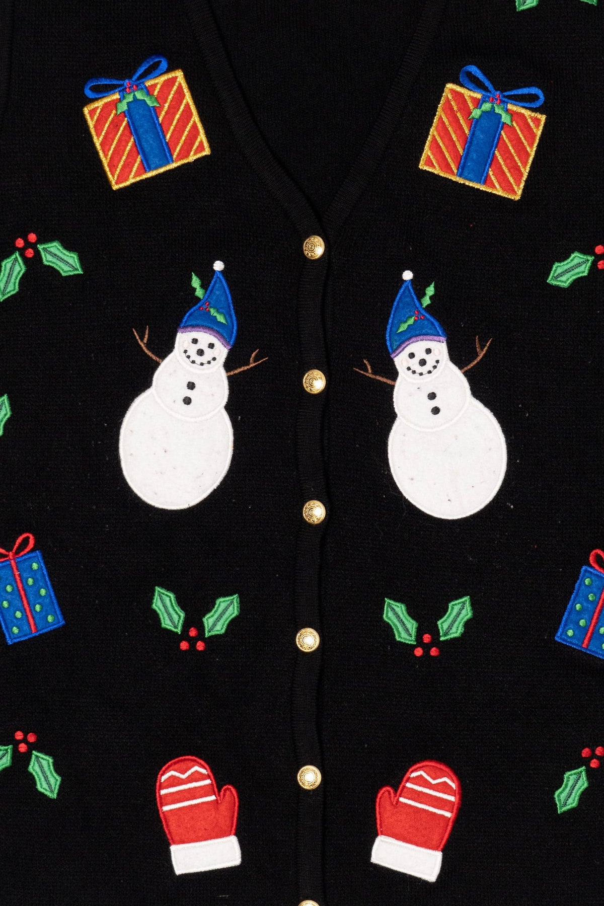 Vintage Black Croft & Barrow Snowmen Ugly Christmas Vest (2000s)
