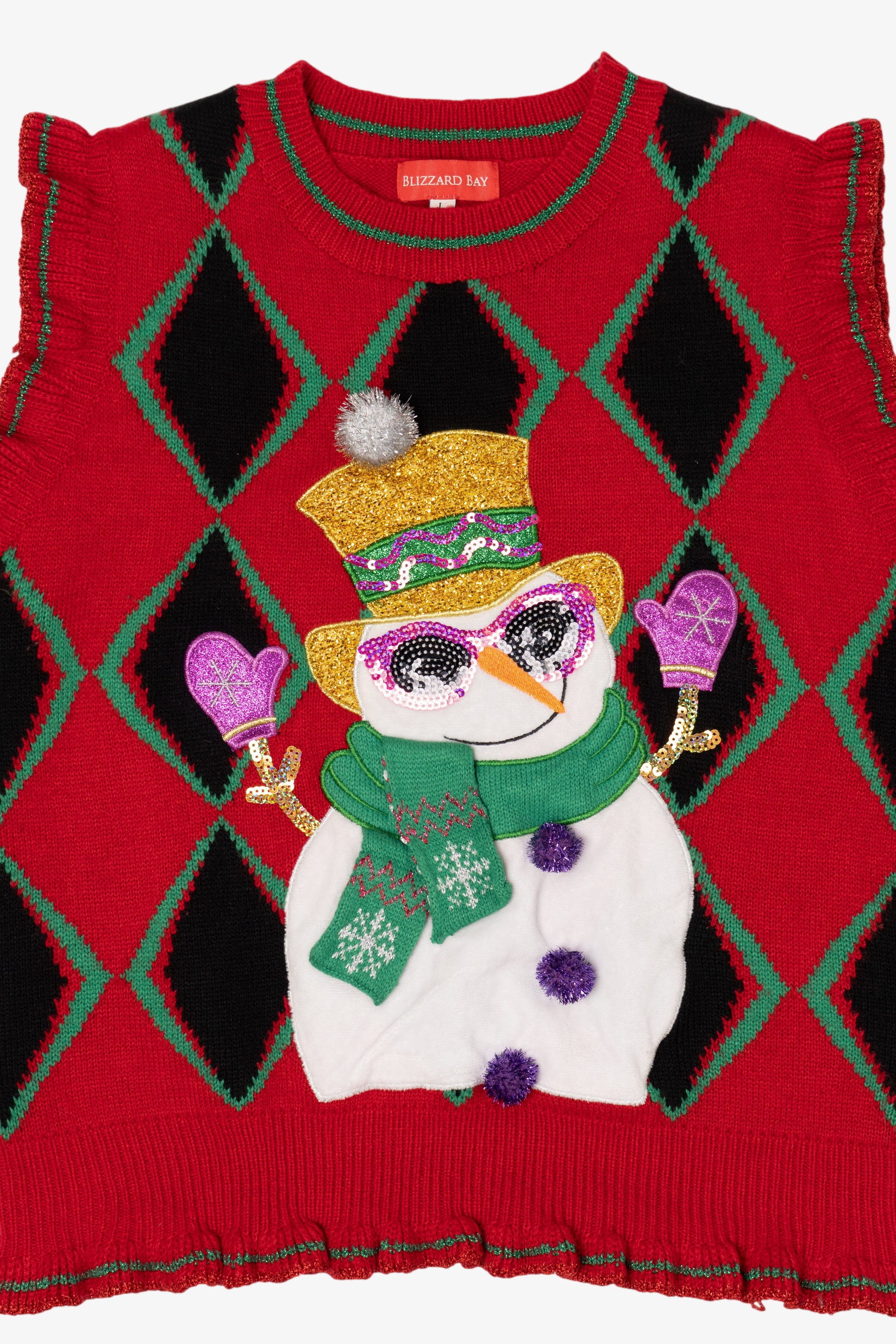Red Blizzard Bay Cool Snowman Ugly Christmas Vest (2010s)