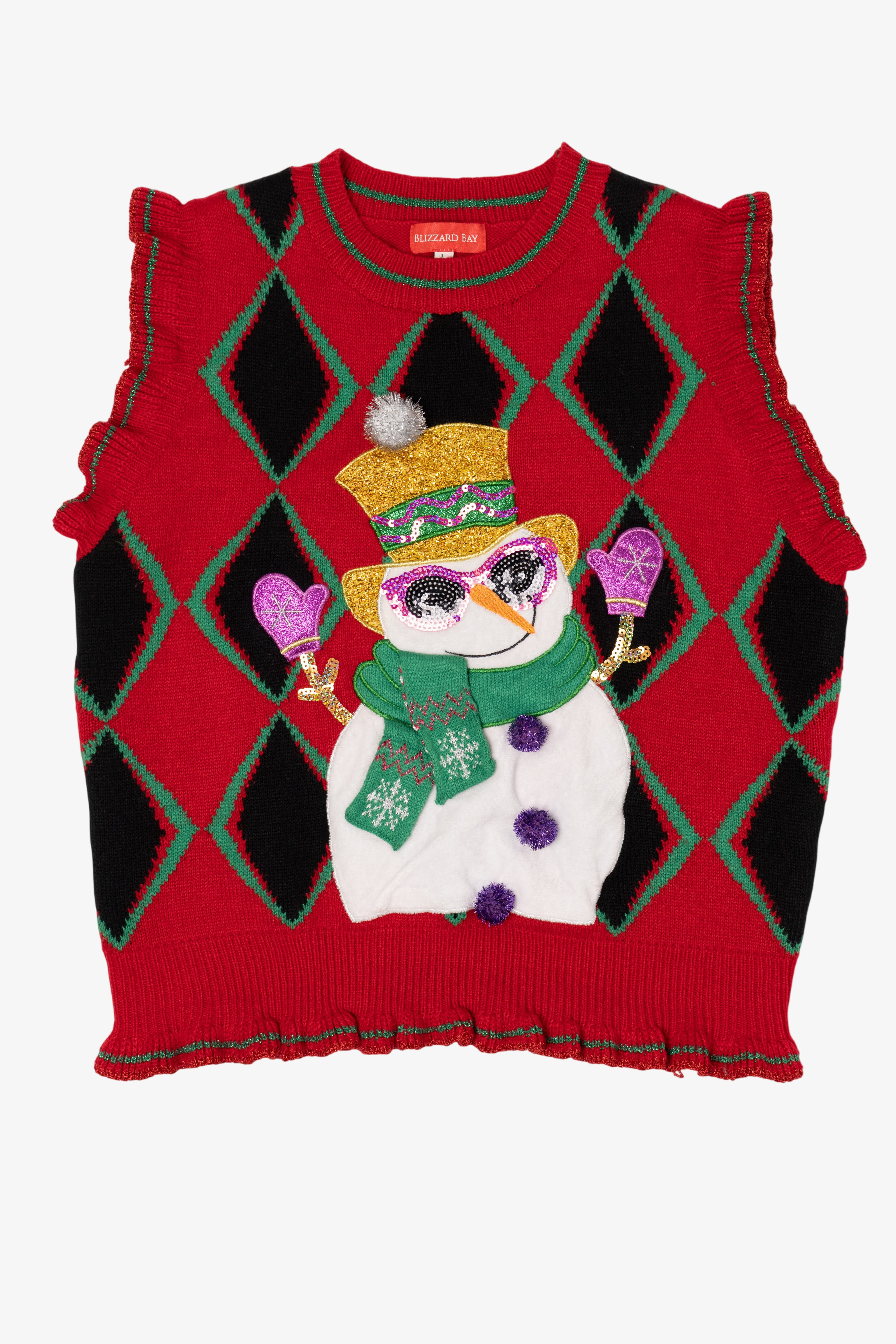 Red Blizzard Bay Cool Snowman Ugly Christmas Vest (2010s)
