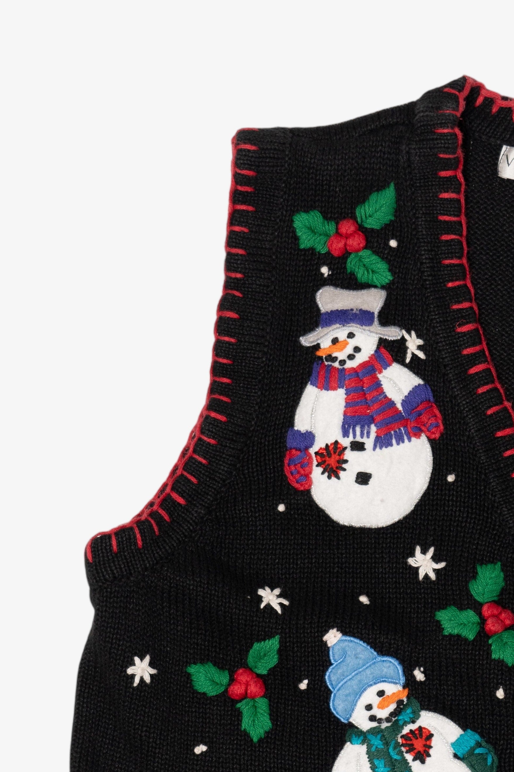 Vintage Black Victoria Jones Snowmen Ugly Christmas Vest (2000s)